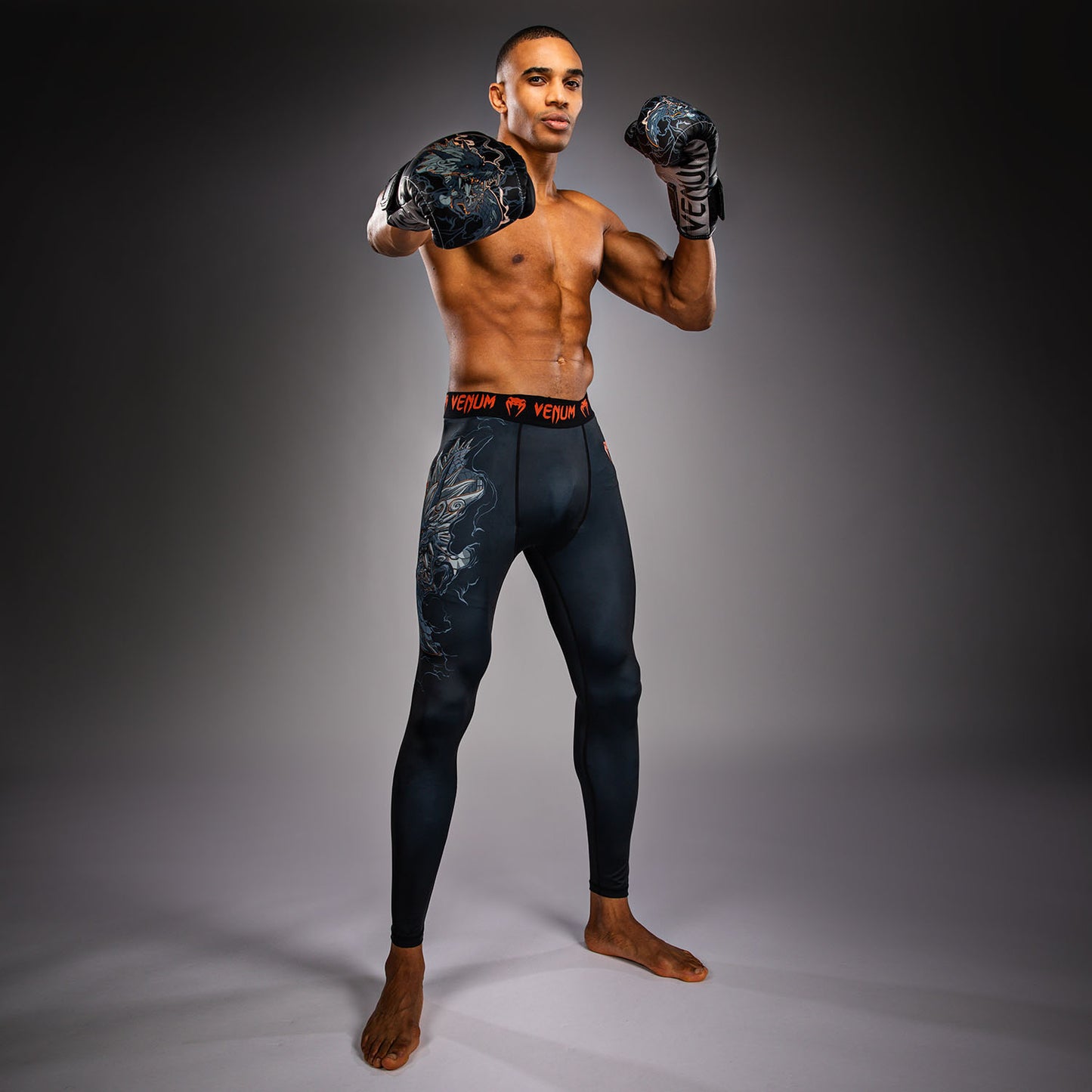 Venum Thunder Dragon Spats - Black/Grey/Copper