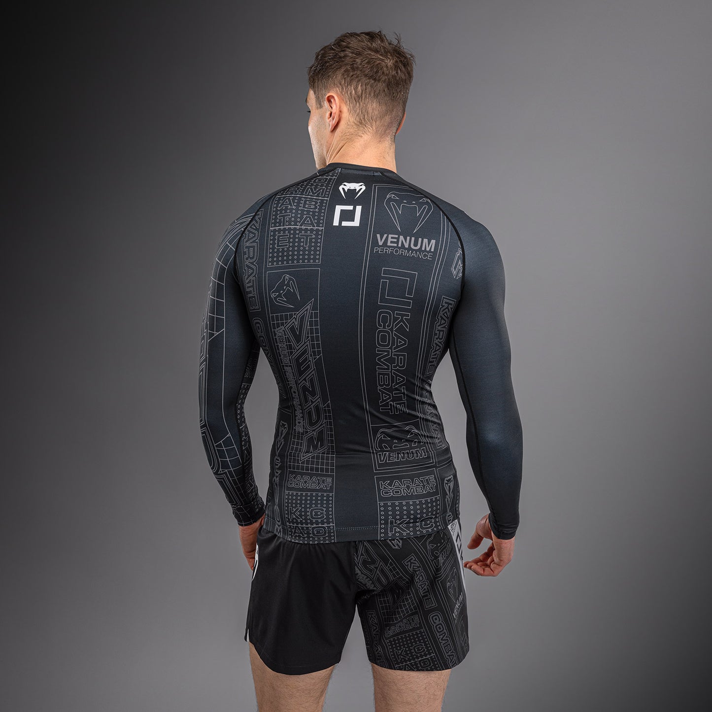 Karate Combat by Venum Long Sleeve Rashguard - Black/Grey