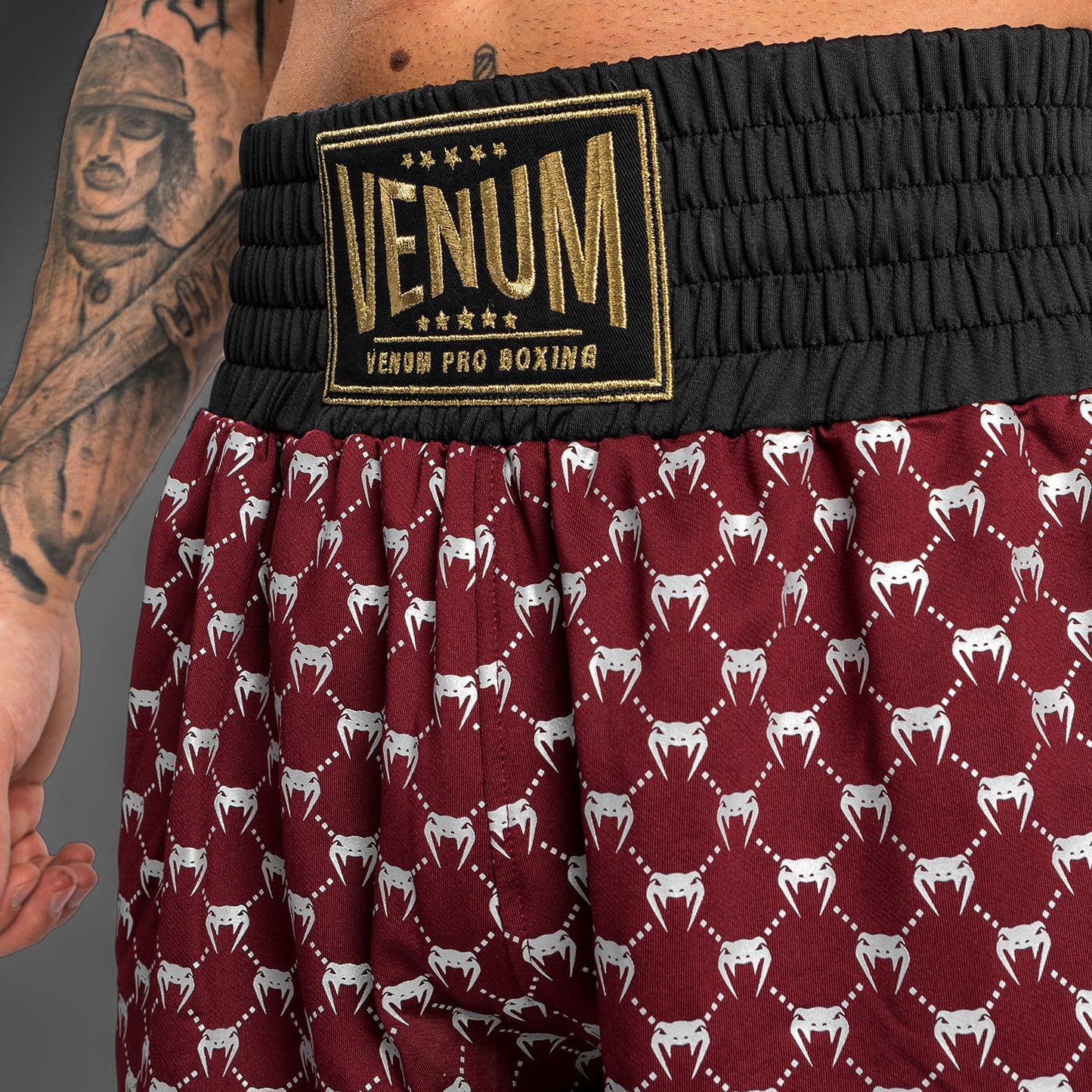 Venum Monogram Boxing Short - Black/Burgundy