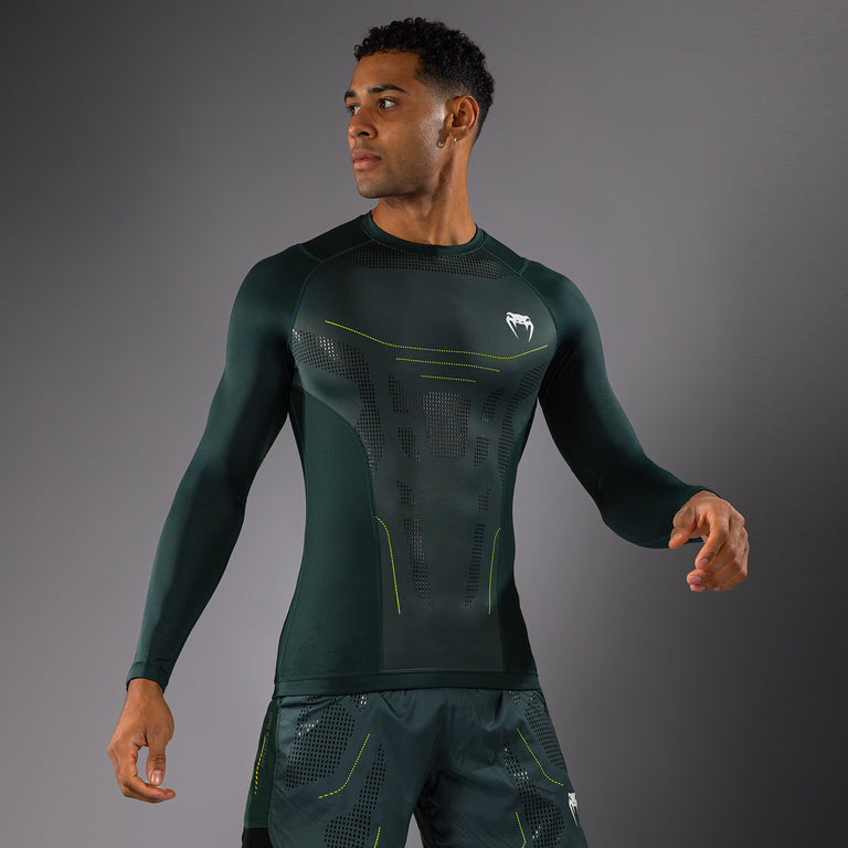 Venum Technical 3.0 Long Sleeve Rashguard - Forest Green - Venum Asia