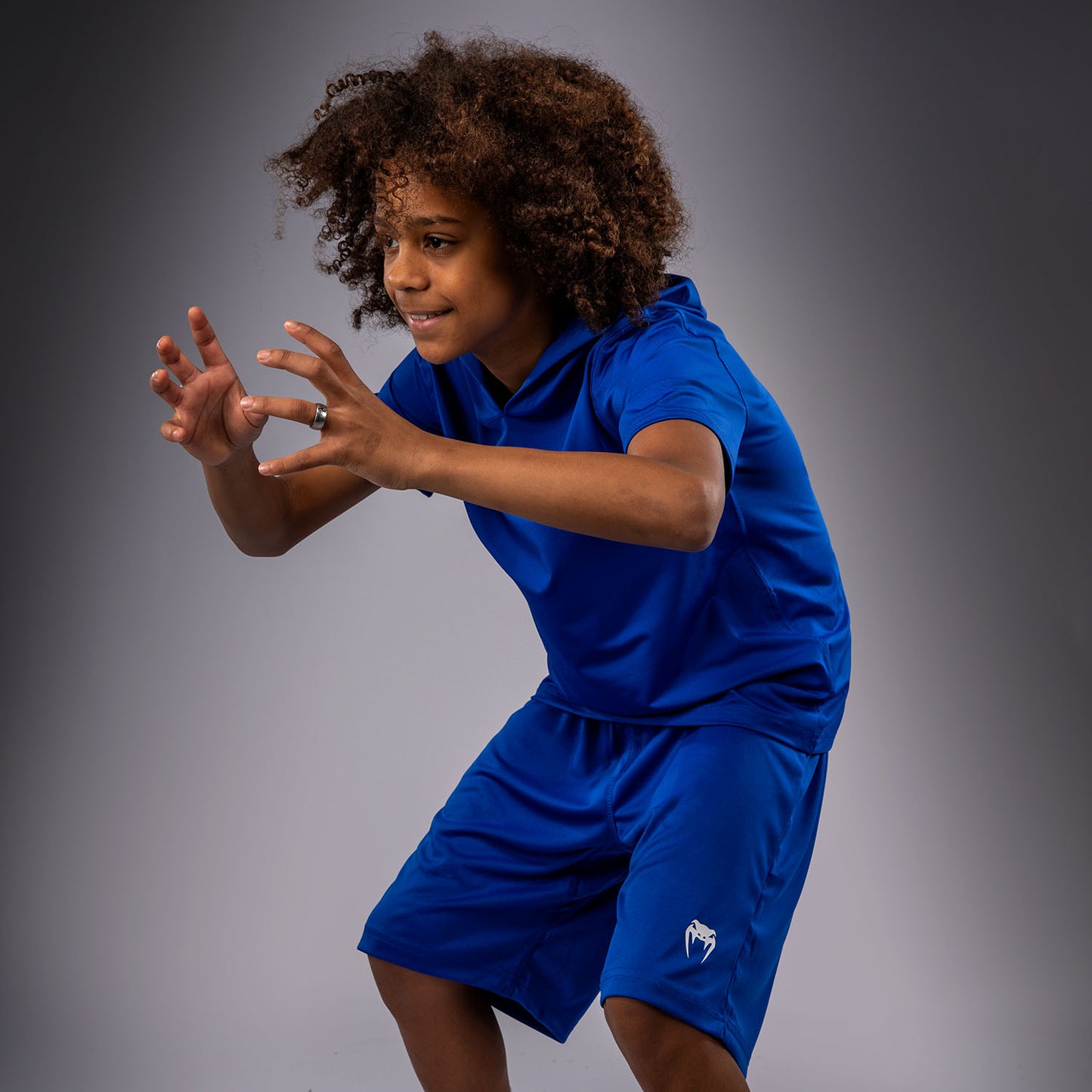 Venum Elite Kids Short Sleeve Dry-Tech Hoodie - Royal Blue