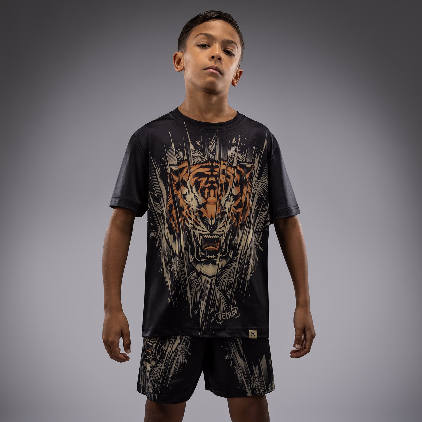 Venum Tiger Kids Dry Tech T-Shirt - Black/Neon Orange
