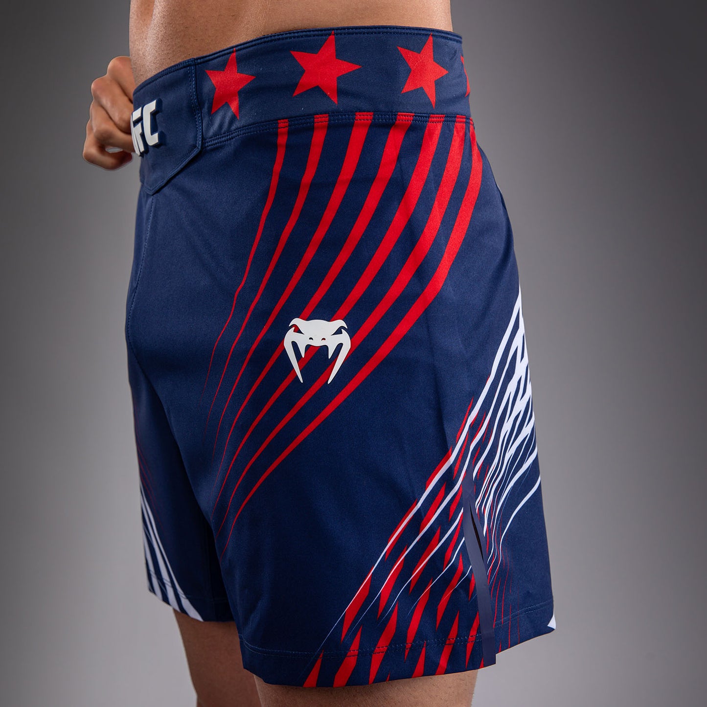 Men's UFC Freedom 250 by Venum Blue Custom Authentic Fight Night Short Fit Fight Short