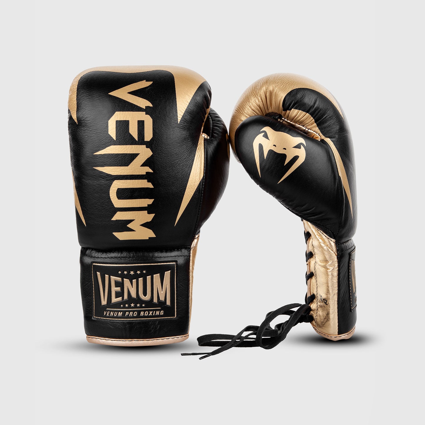 Venum Hammer Pro Boxing Gloves with Laces - Black/Gold