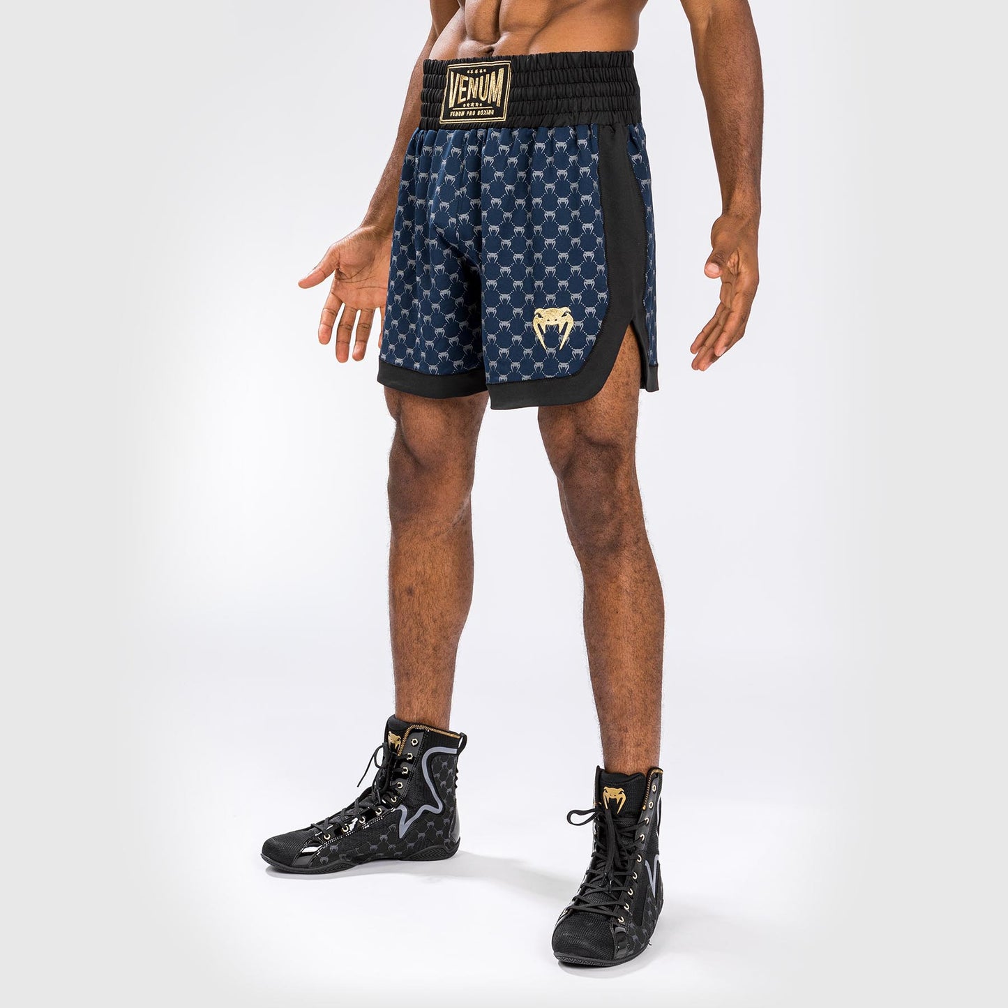 Venum Monogram Boxing Short - Black/Navy Blue