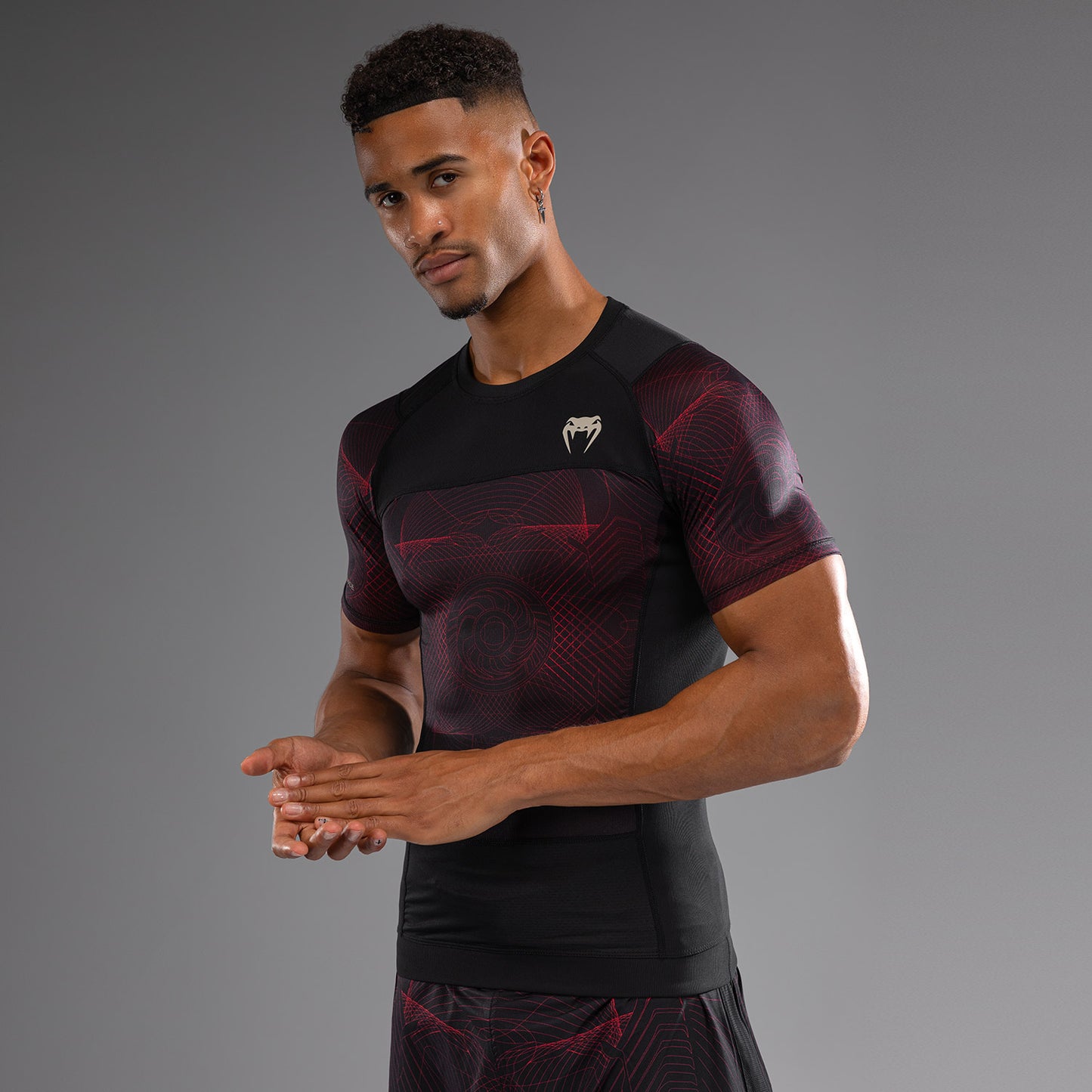 Venum G-Fit Air Men's Short Sleeve Rashguard - Deep Black/Fire Red