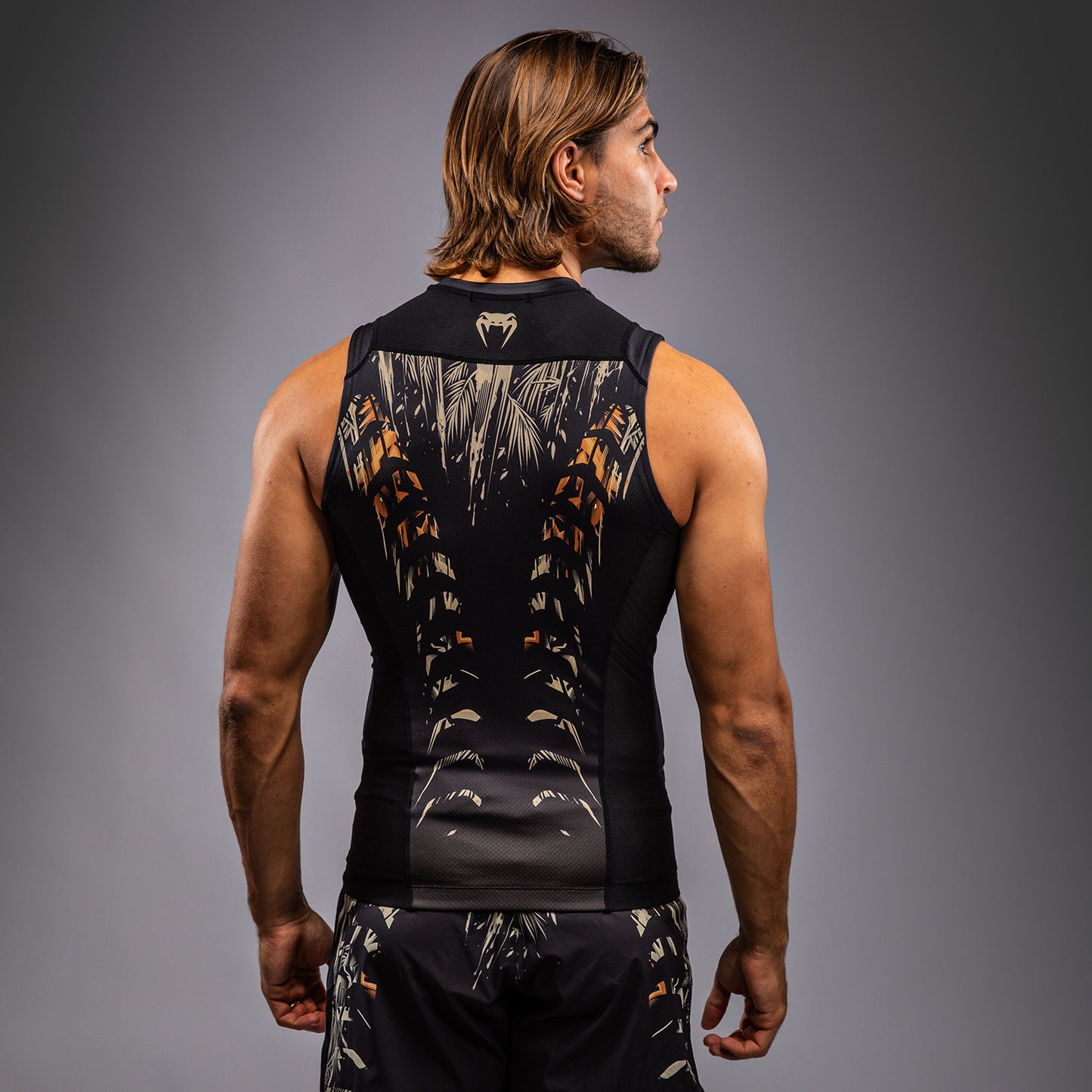 Venum Tiger Men's Sleeveless Rashguard - Black/Neon Orange