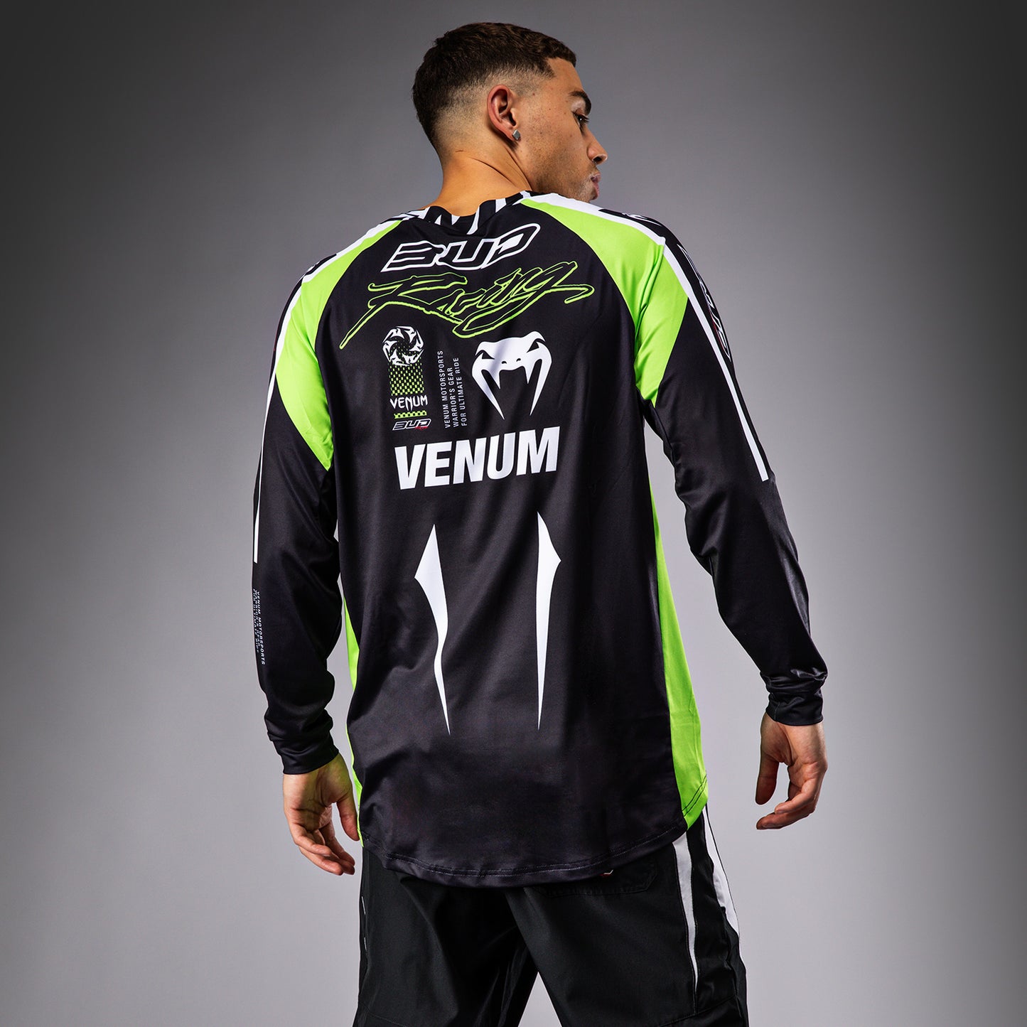 Venum x Bud Racing Men’s Dry-Tech T-Shirt - Black/White/Lime Green