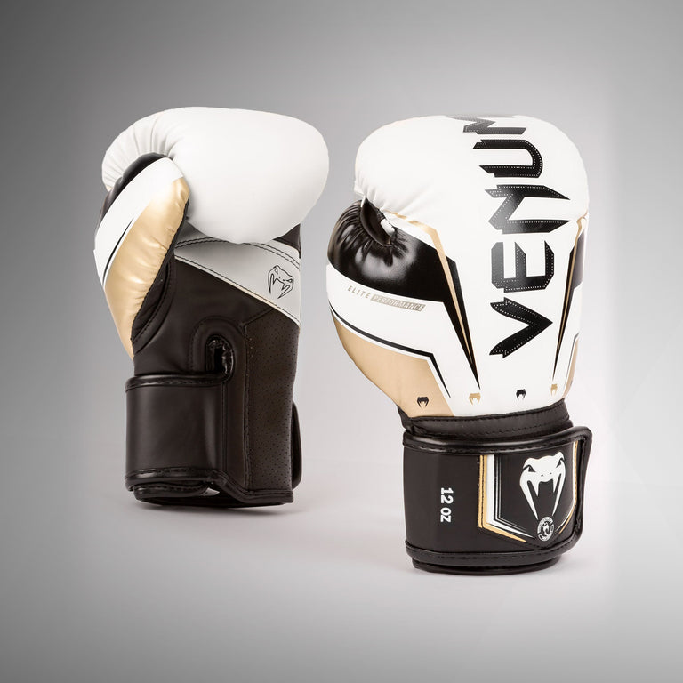 Venum Elite Evo Boxing Gloves - White/Gold - Venum Asia