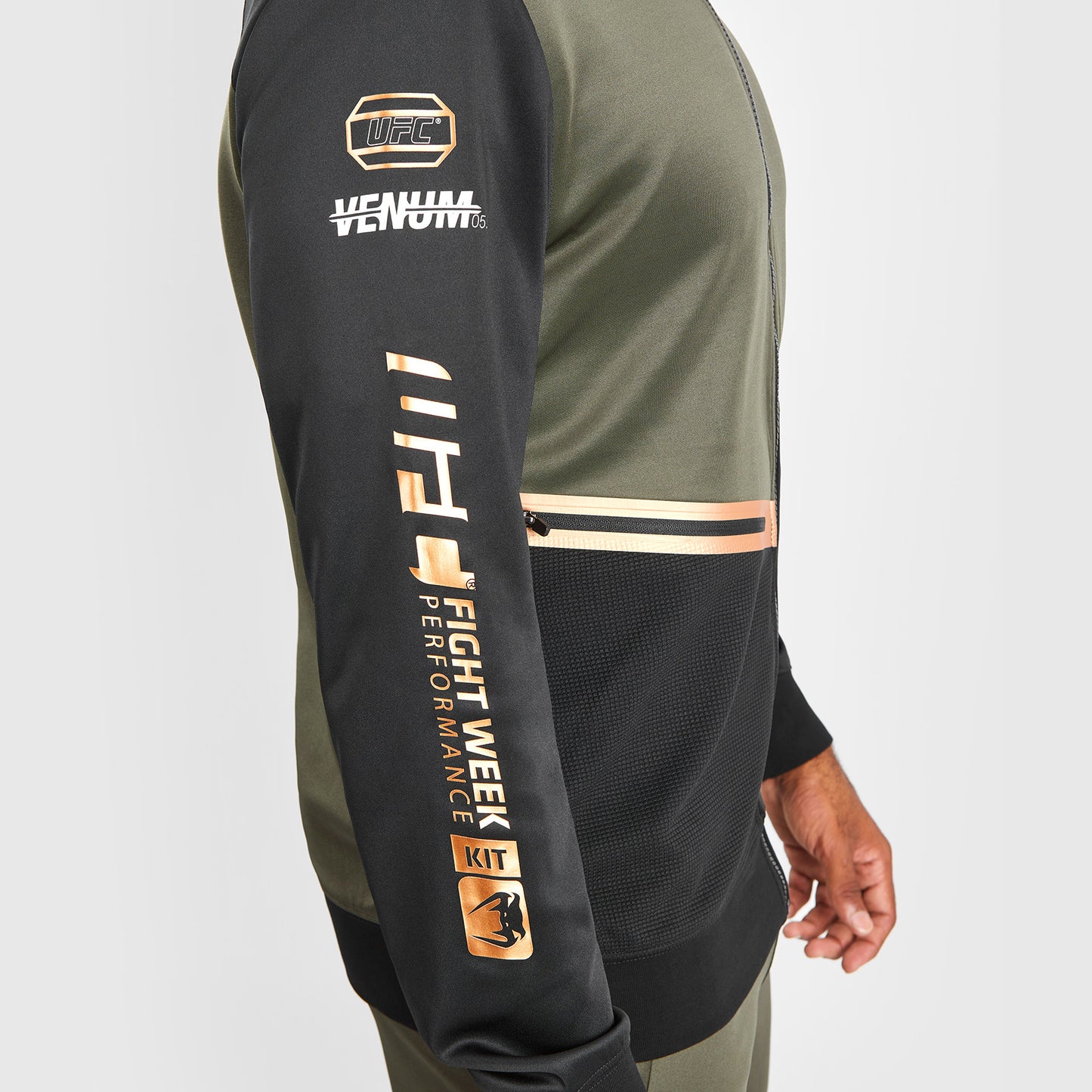 UFC Adrenaline by Venum Fight Week Men’s Zip Hoodie - Khaki/Bronze