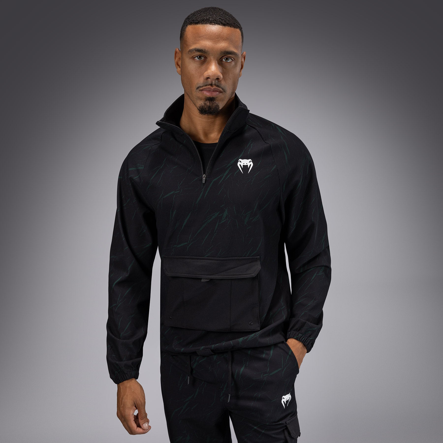 Venum Trooper Men's Half-Zip Jacket - Black/Forest Green - Venum Asia