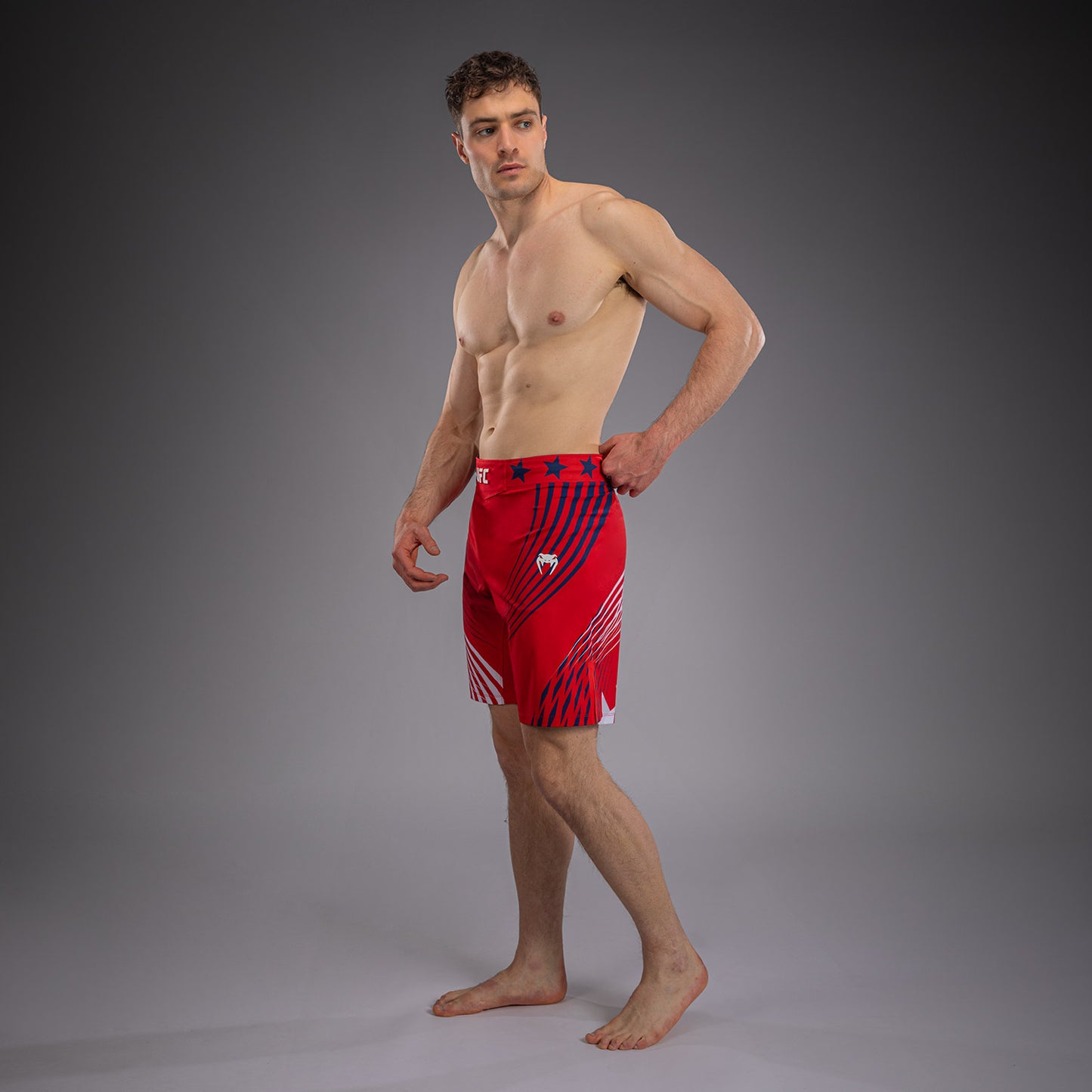 Men's UFC Freedom 250 by Venum Red Authentic Fight Night Long Fit Fight Short