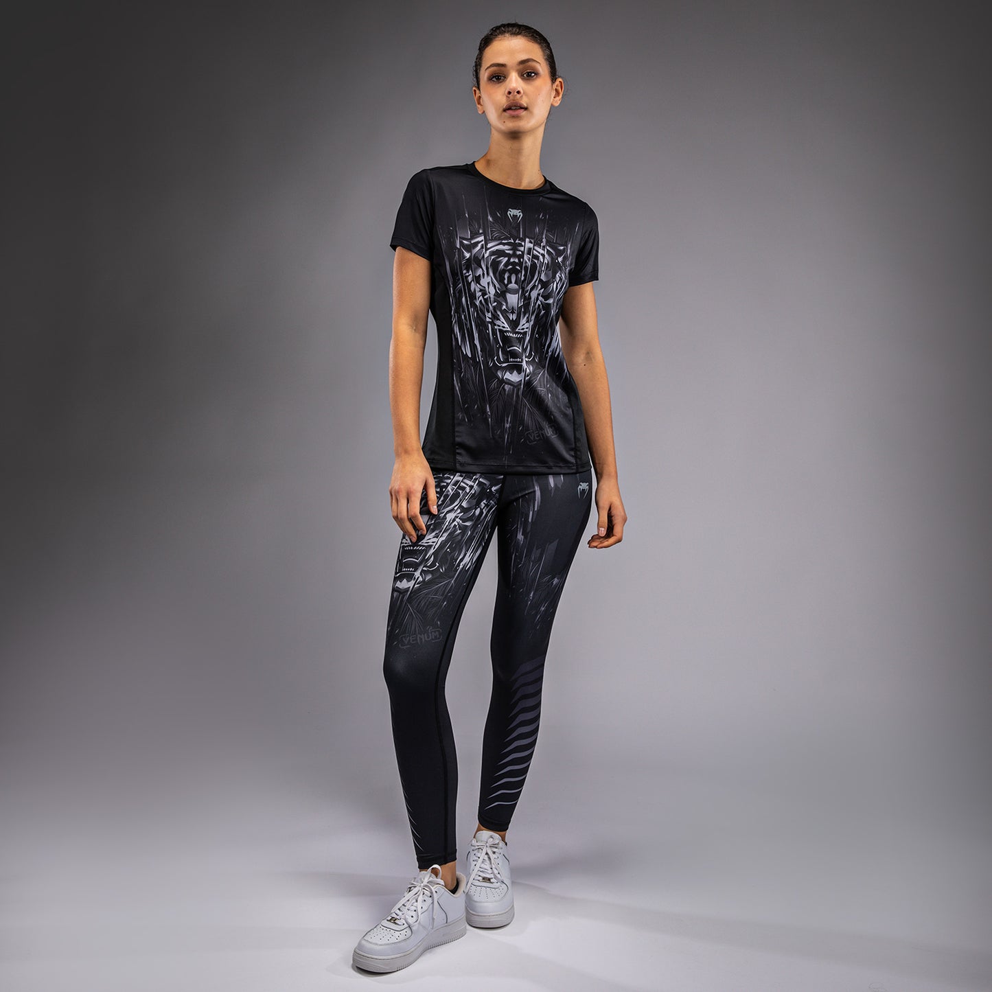 Venum Tiger Women's Dry Tech T-Shirt - Black/Silver