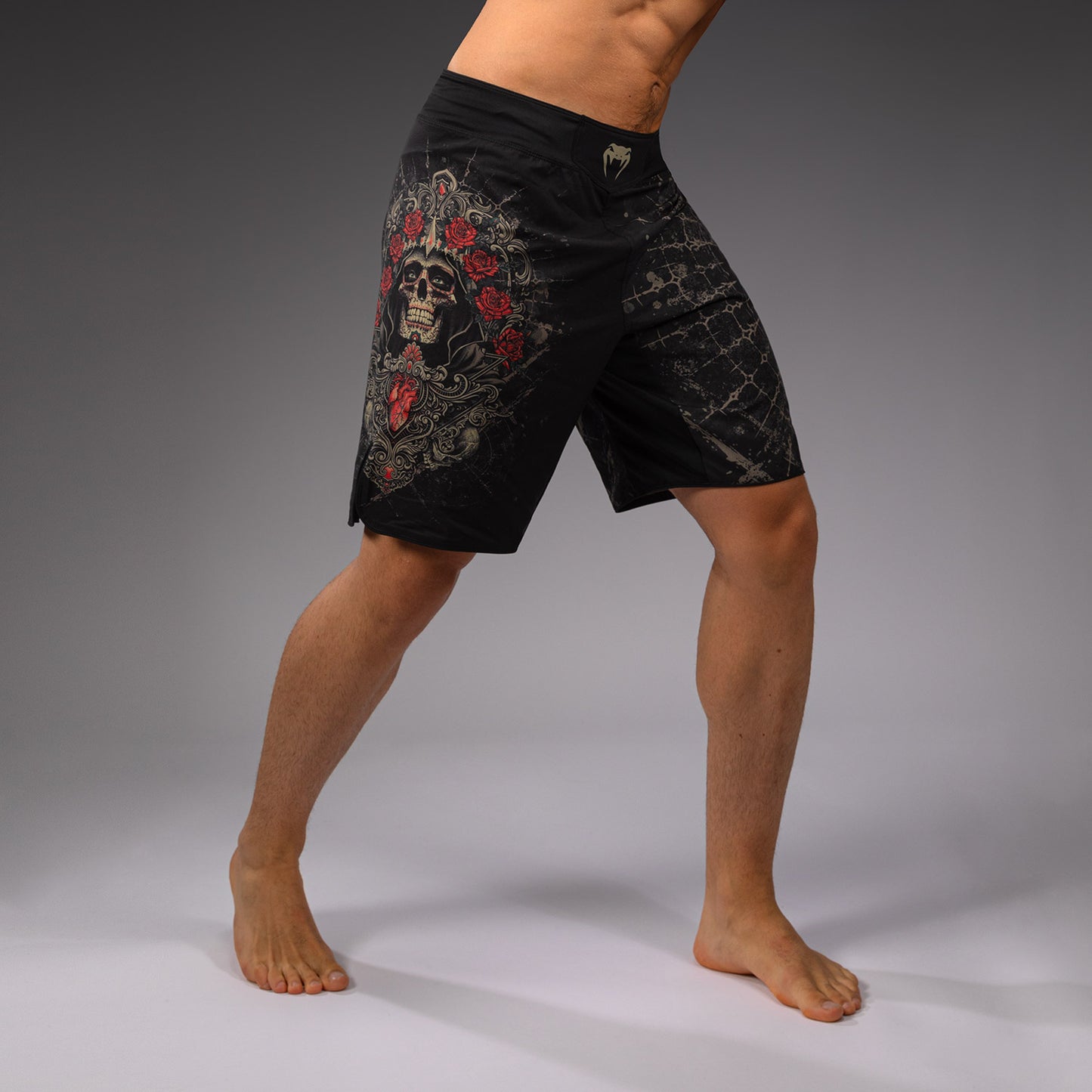 Venum Santa Muerte 5.0 Men’s Fight Shorts - Deep Black/Gold