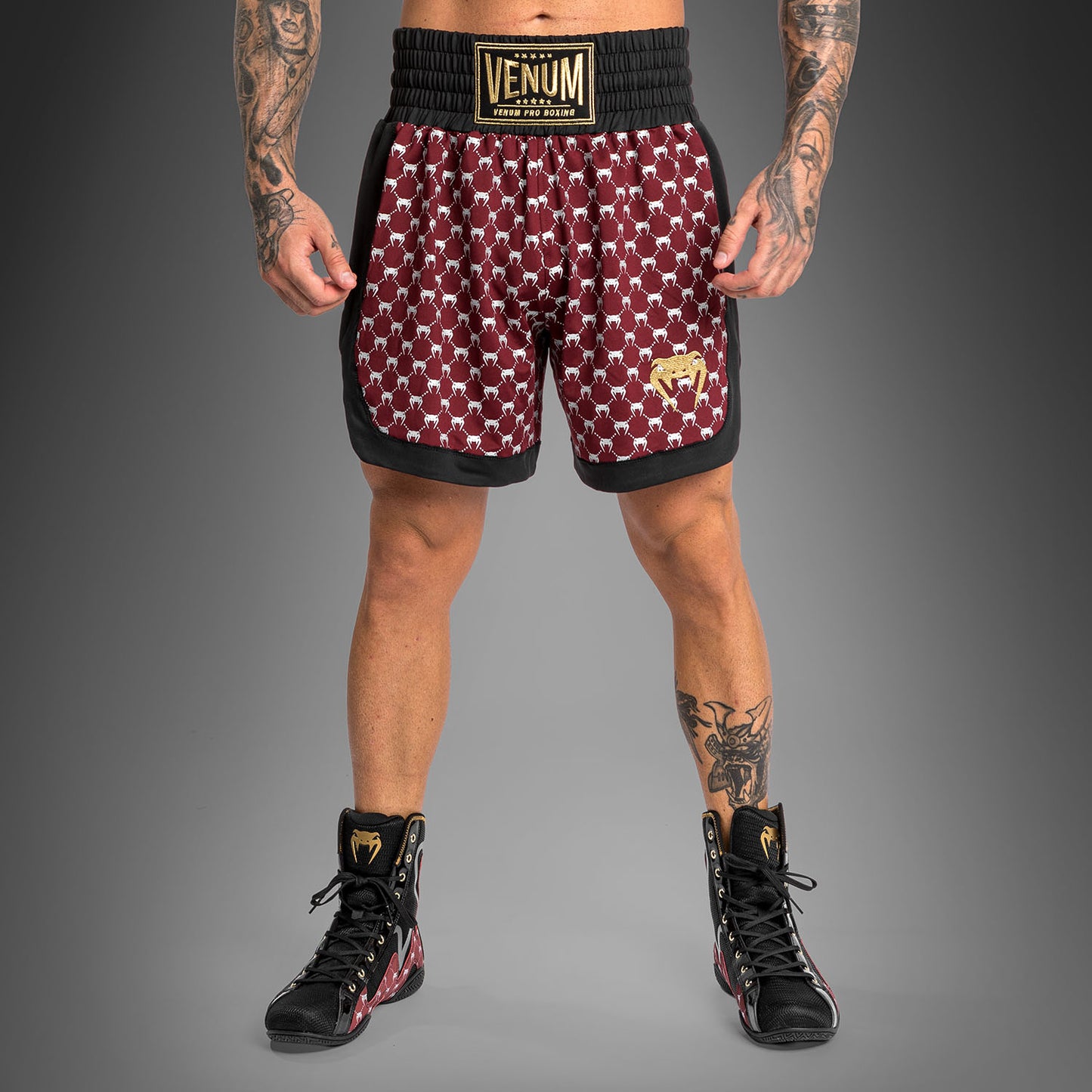 Venum Monogram Boxing Short - Black/Burgundy