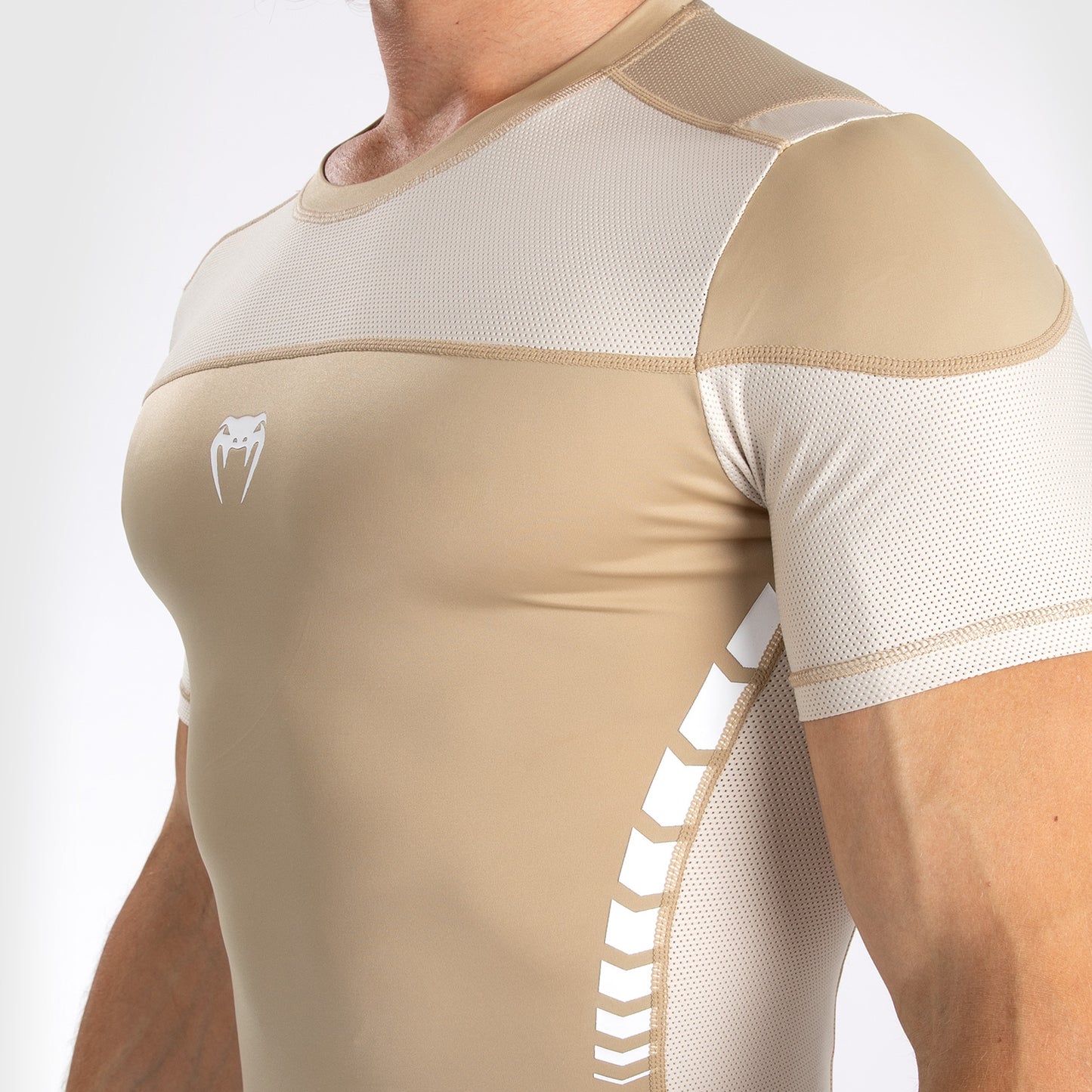 Venum Tempest Men's Short Sleeve Rashguard - Beige/Sand