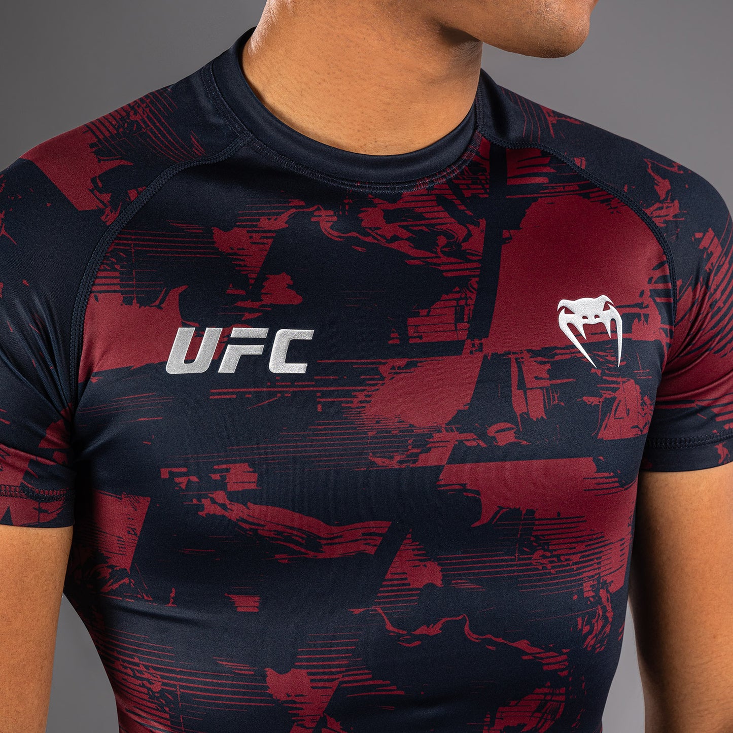 Men's UFC Zenith by Venum Burgundy Authentic Fight Week Performance Short Sleeve Rashguard