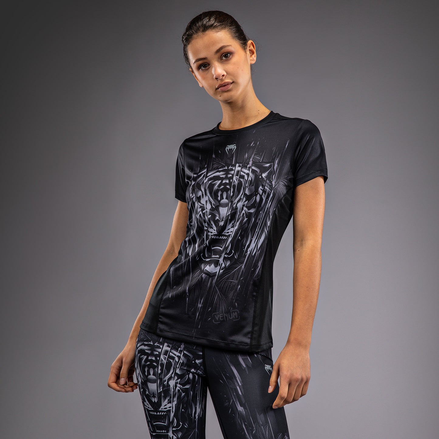 Venum Tiger Women's Dry Tech T-Shirt - Black/Silver