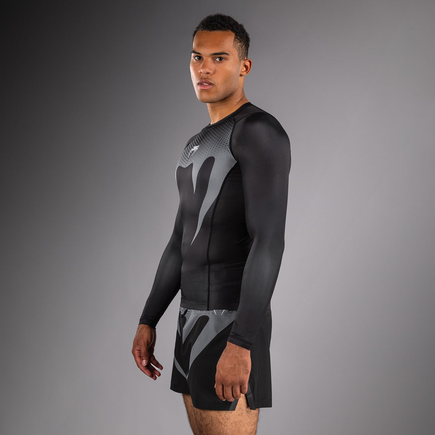 Venum No Gi Rashguards - Black/ Silver Grey