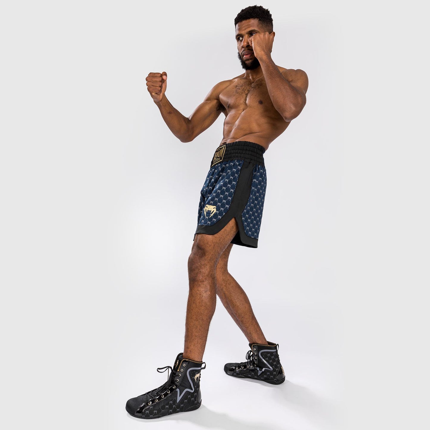 Venum Monogram Boxing Short - Black/Navy Blue