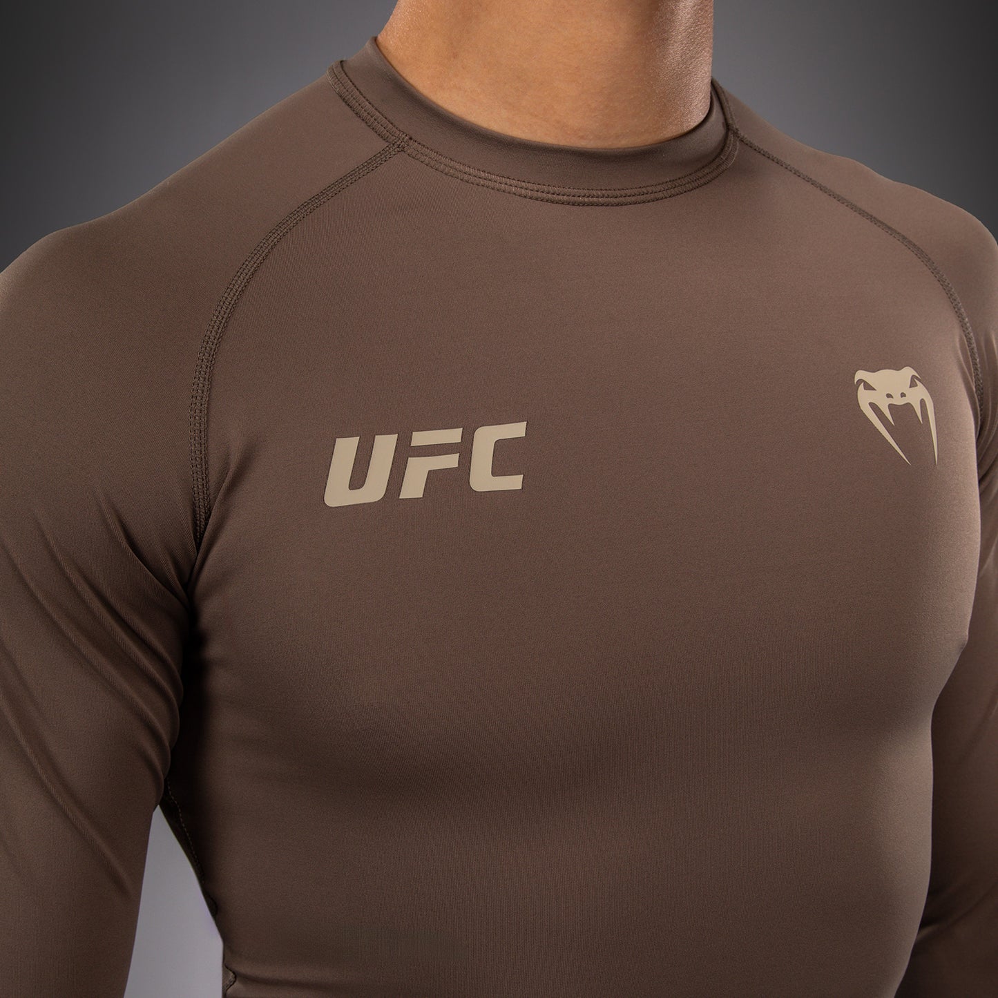 Venum UFC Unity by Venum Authentic Fight Week Men's Performance Long Sleeve Rashguard - Brown