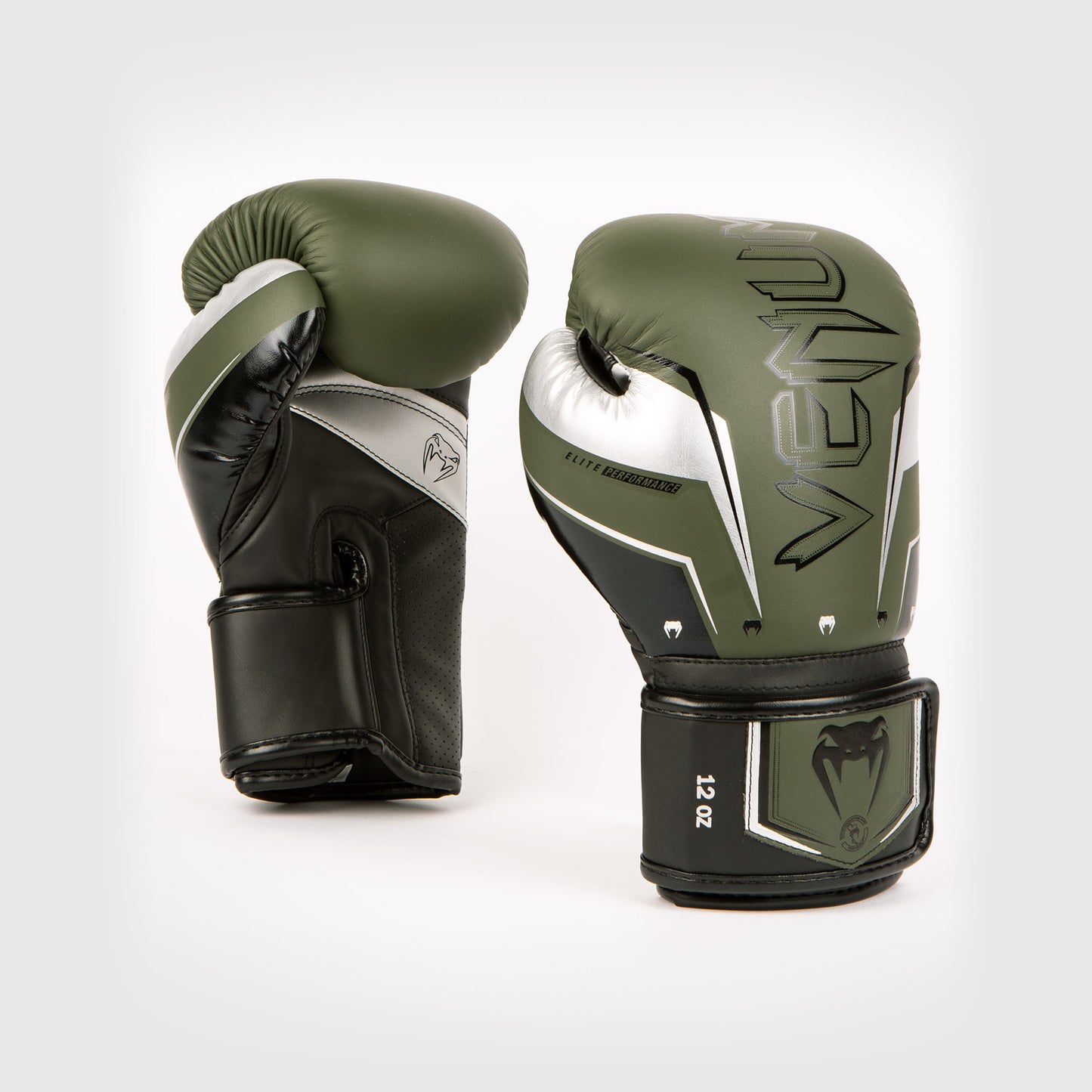 Venum Elite Evo Boxing Gloves - Khaki/Silver