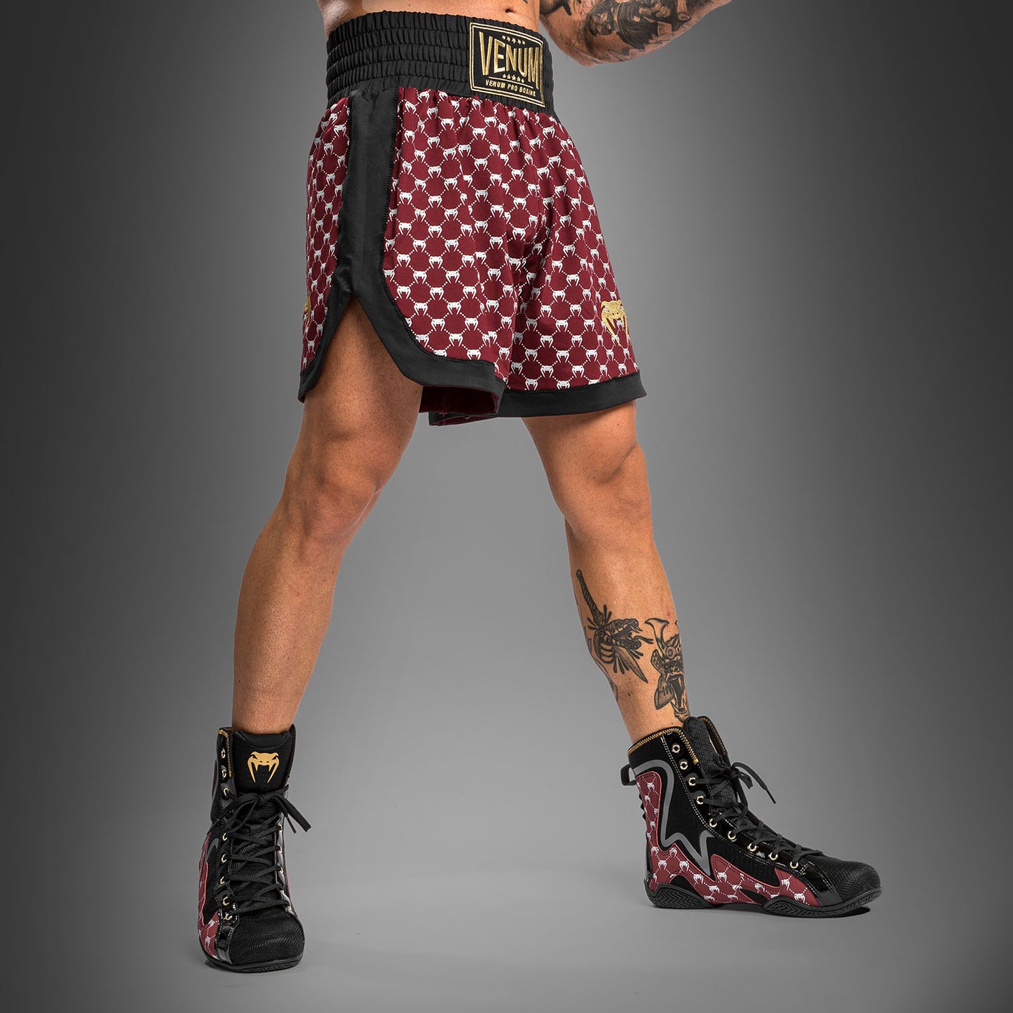 Venum Monogram Boxing Short - Black/Burgundy