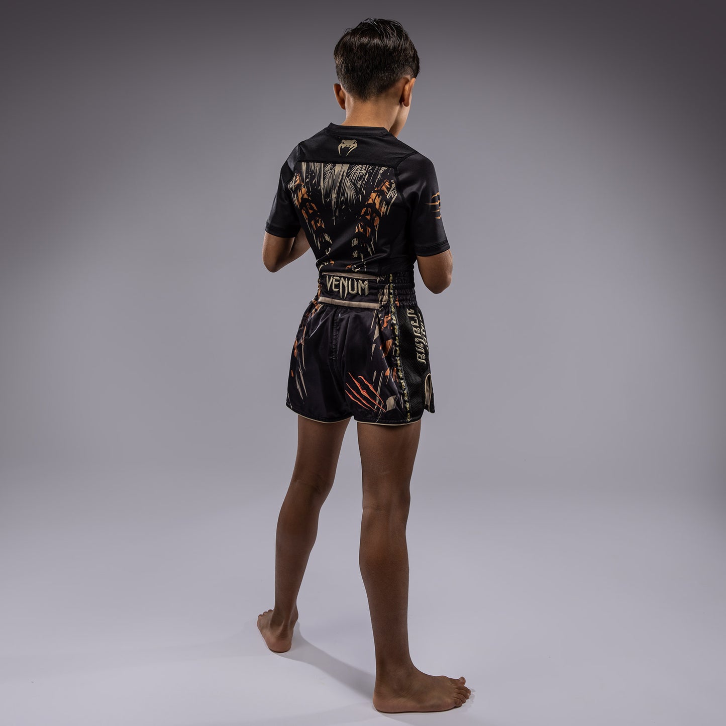 Venum Tiger Kids Muay Thai Shorts - Black/Neon Orange