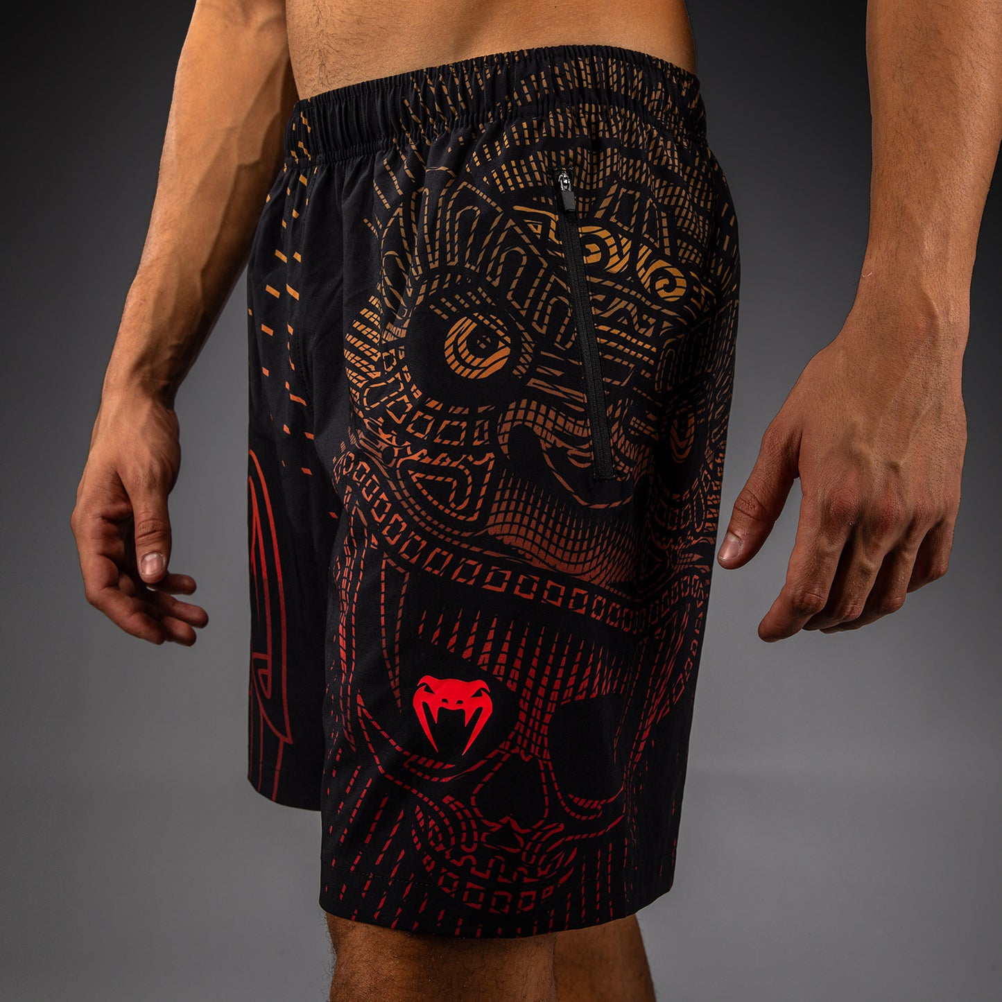 Venum Quetzal Fury Training Shorts - Black/Fury Red/ Tangerine