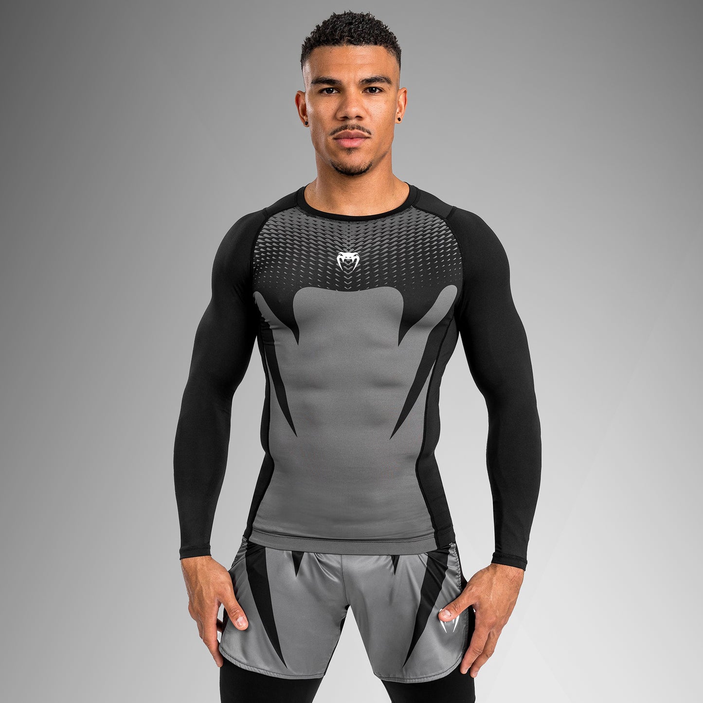 Venum Attack Men's Long Sleeve Rashguard - Black/Grey