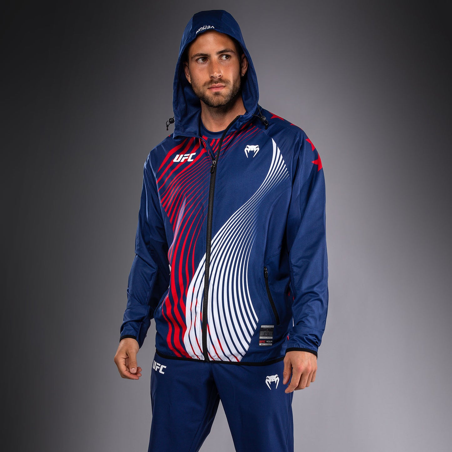 Men's UFC Freedom 250 by Venum Blue Custom Authentic Fight Night Walkout Hoodie
