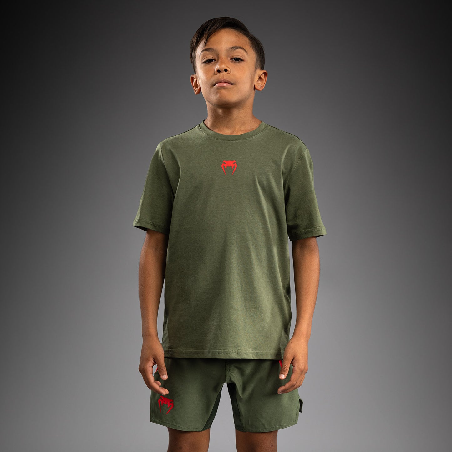 Venum Contender Kids T-shirt - Army Green/Orange