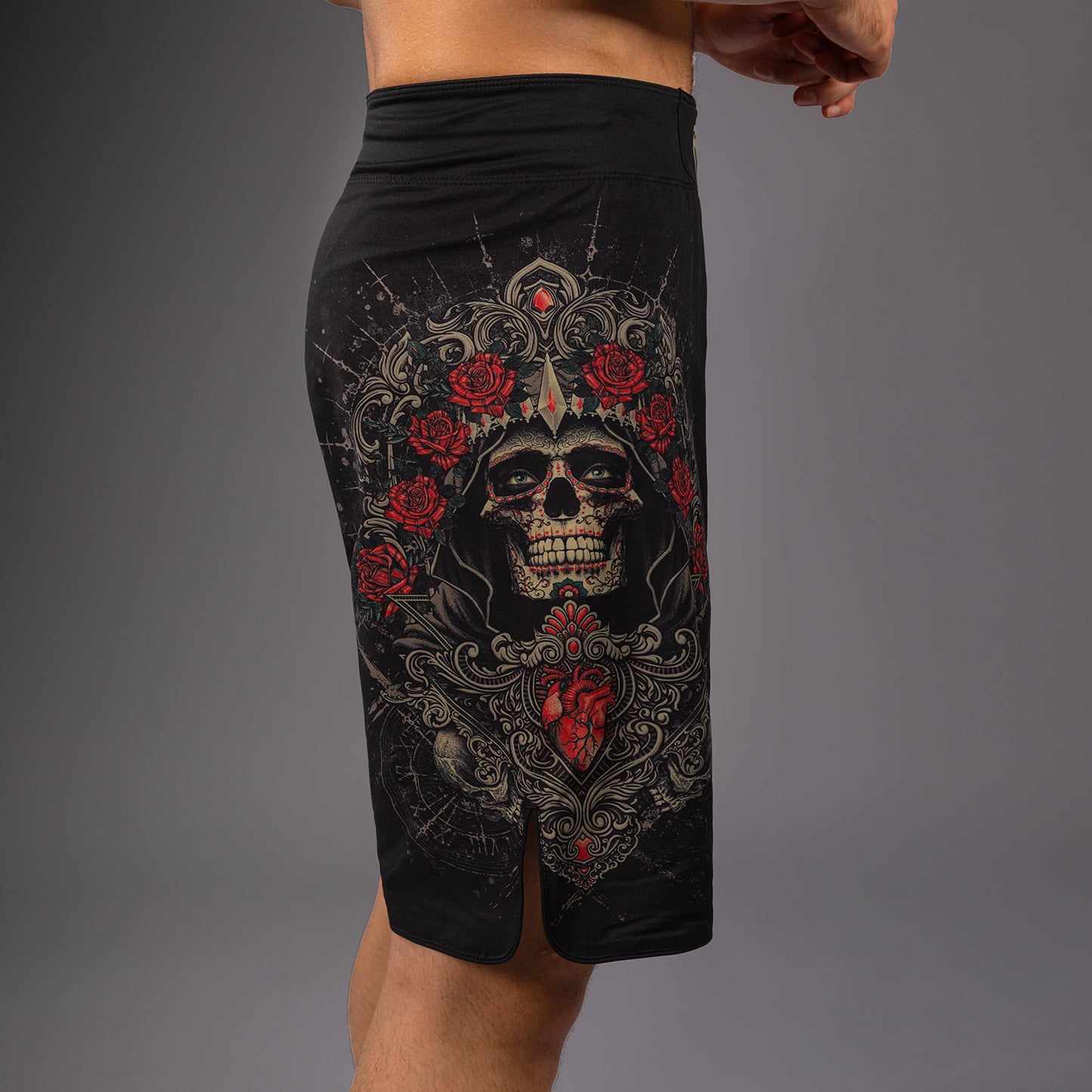 Venum Santa Muerte 5.0 Men’s Fight Shorts - Deep Black/Gold