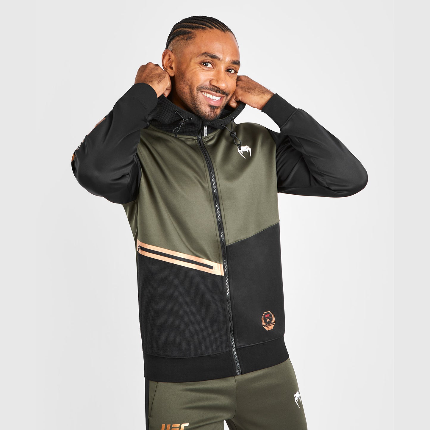 UFC Adrenaline by Venum Fight Week Men’s Zip Hoodie - Khaki/Bronze