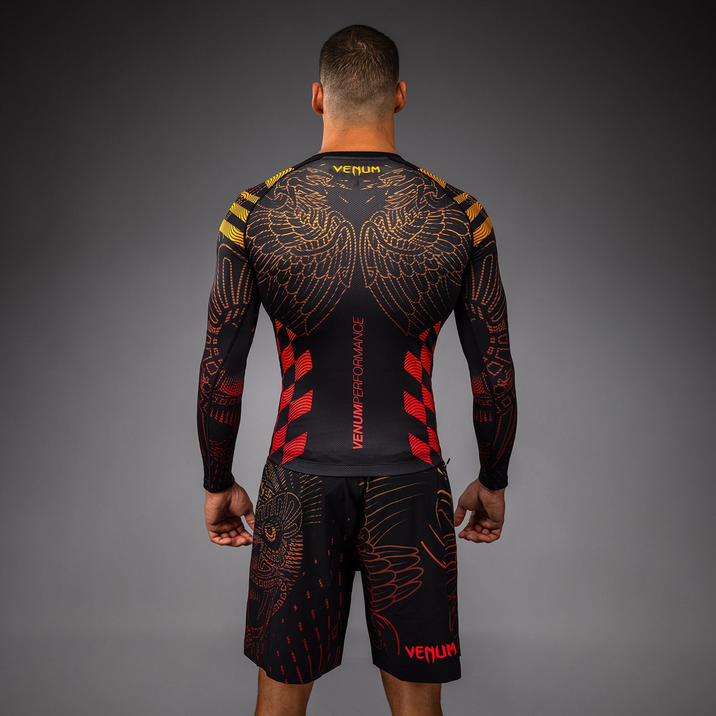 Venum Quetzal Fury Long Sleeve Rashguard - Black/Fury Red/ Tangerine