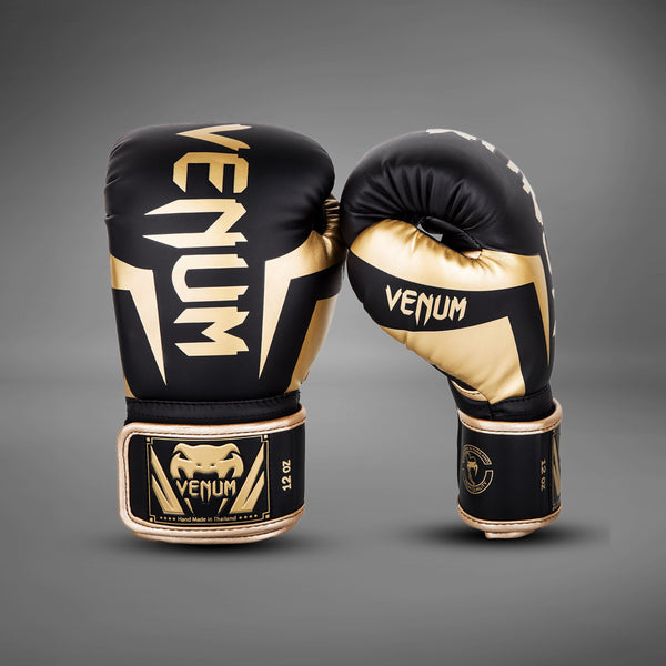 Venum Elite Boxing Gloves - Black/Gold - Venum Asia
