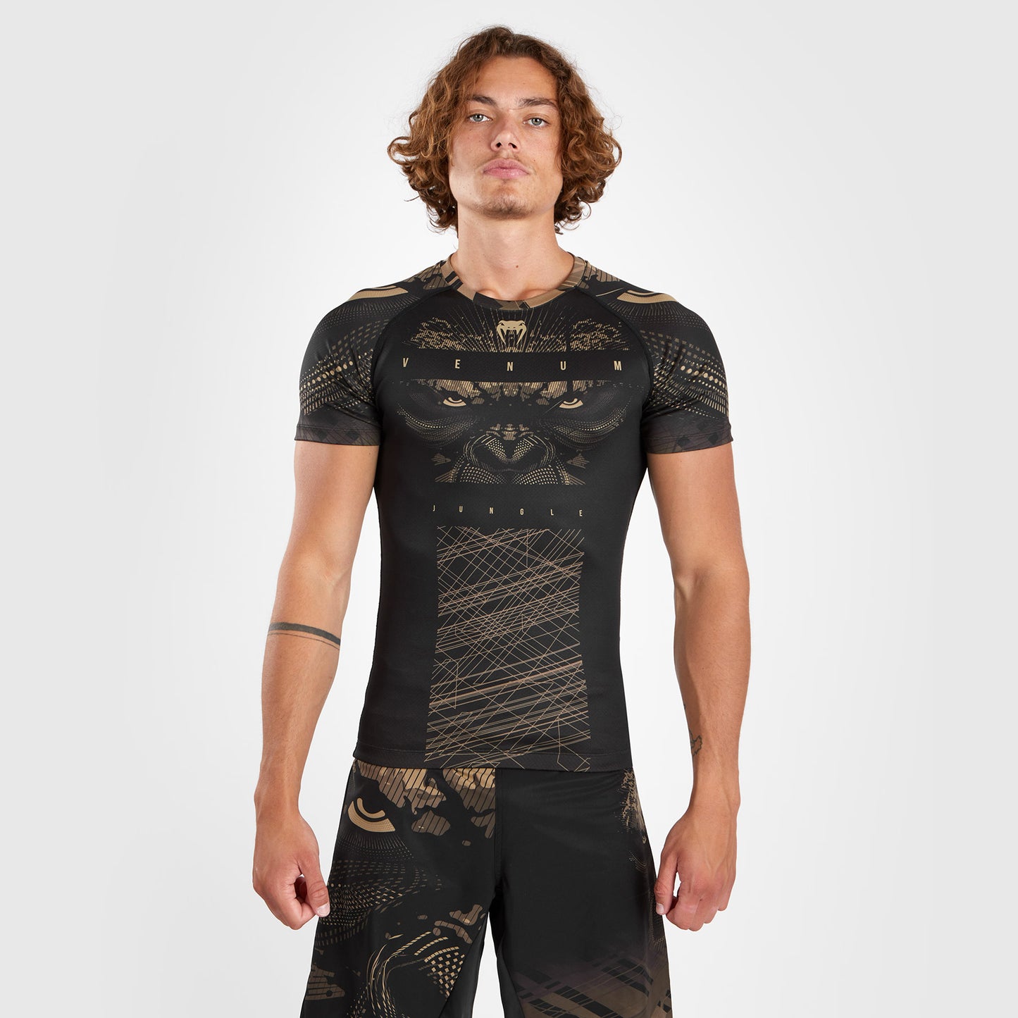 Venum Gorilla Jungle Rashguard Short Sleeves - Black/Sand