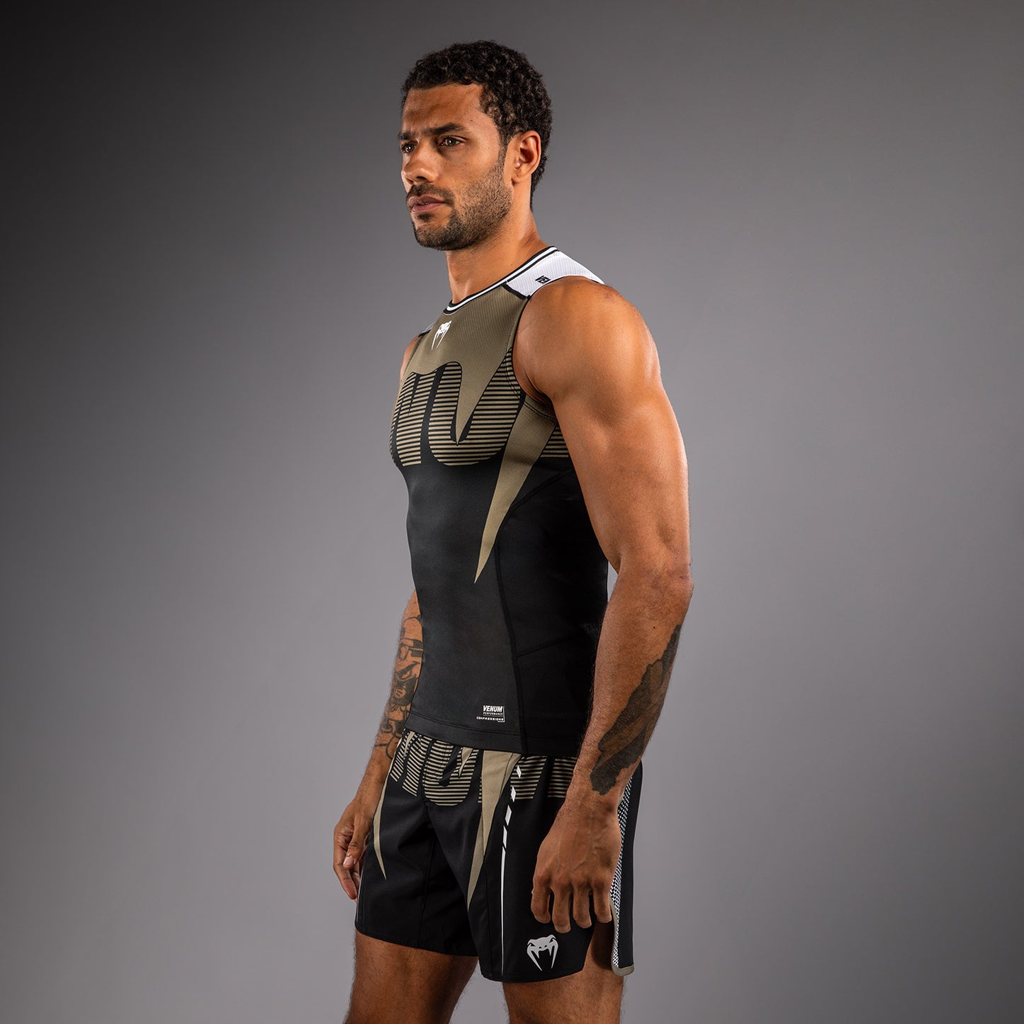 Venum Adrenaline Sleeveless Rashguards - Black/Sand