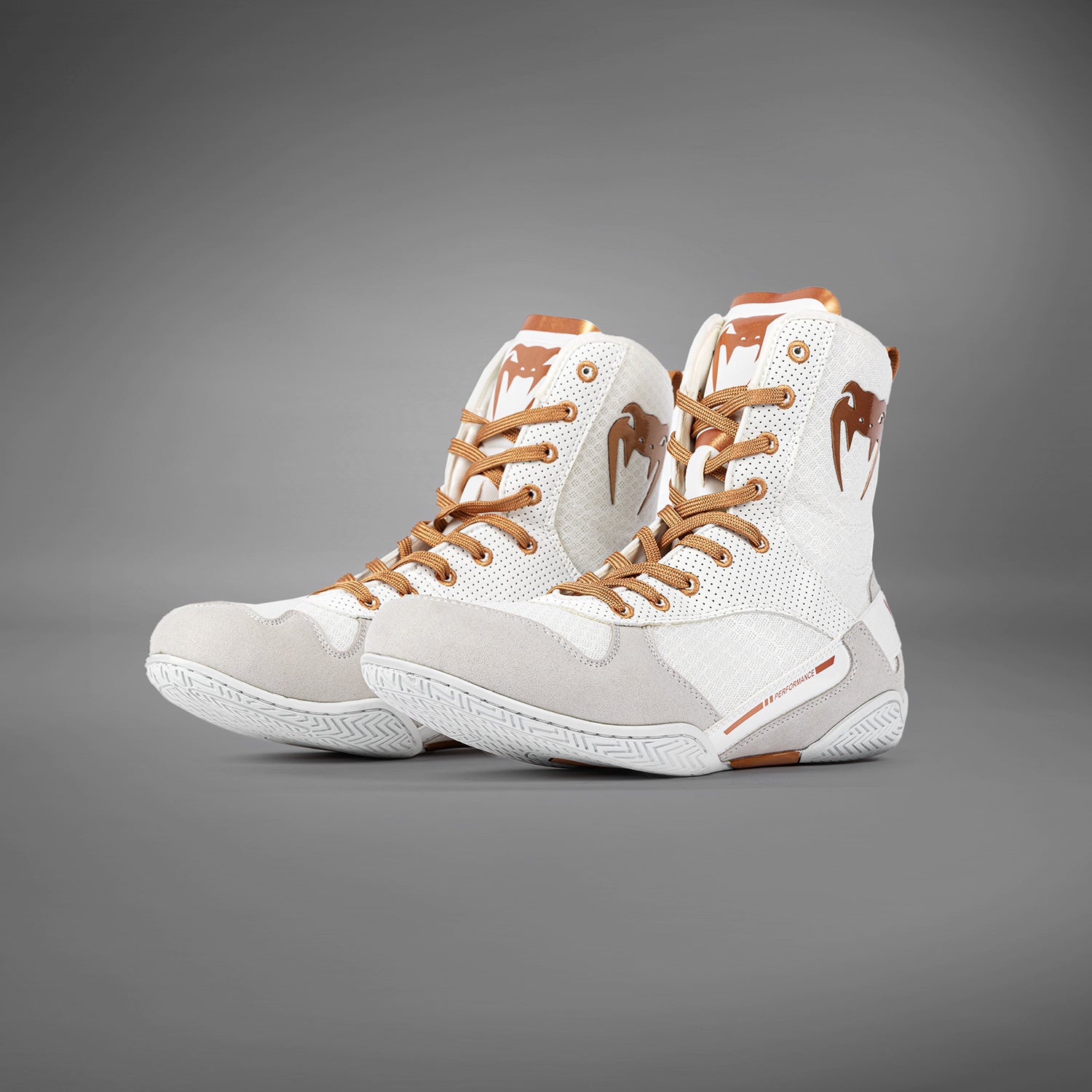 Venum Elite Boxing Shoes - White/Gold - Venum Asia