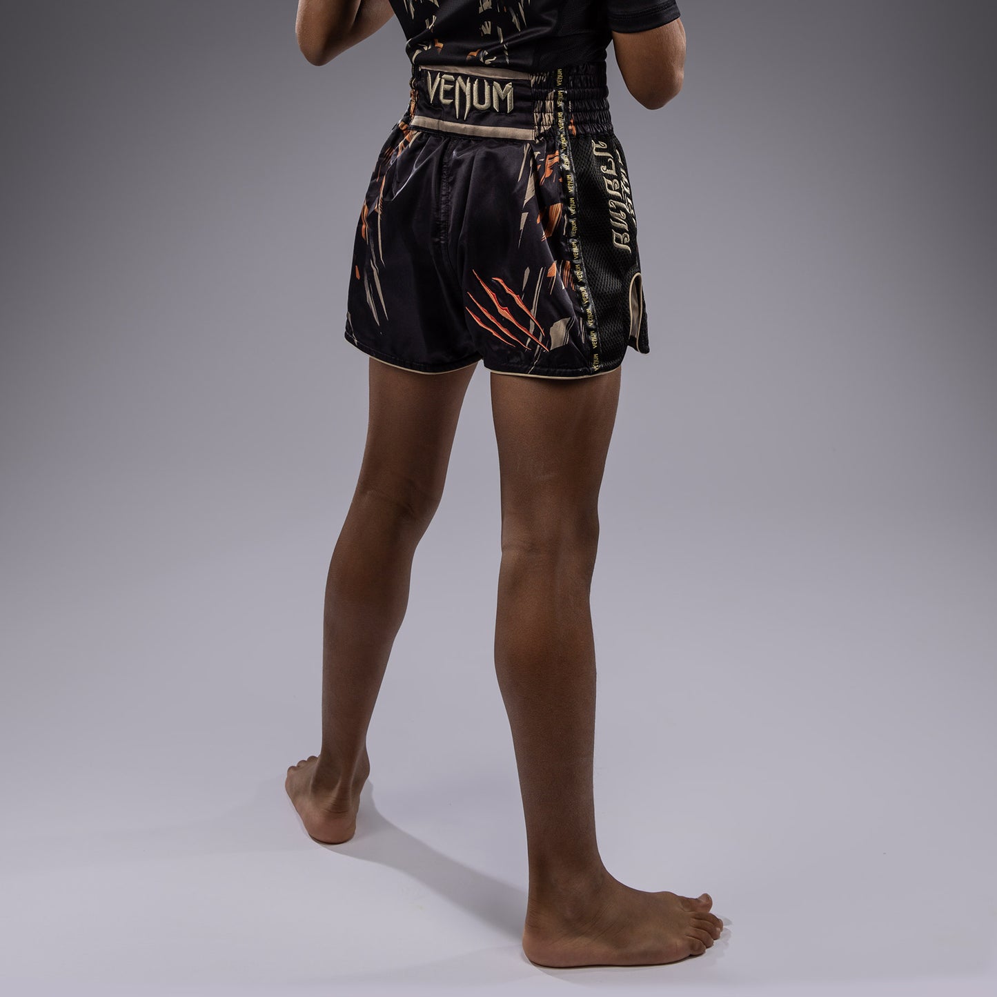 Venum Tiger Kids Muay Thai Shorts - Black/Neon Orange