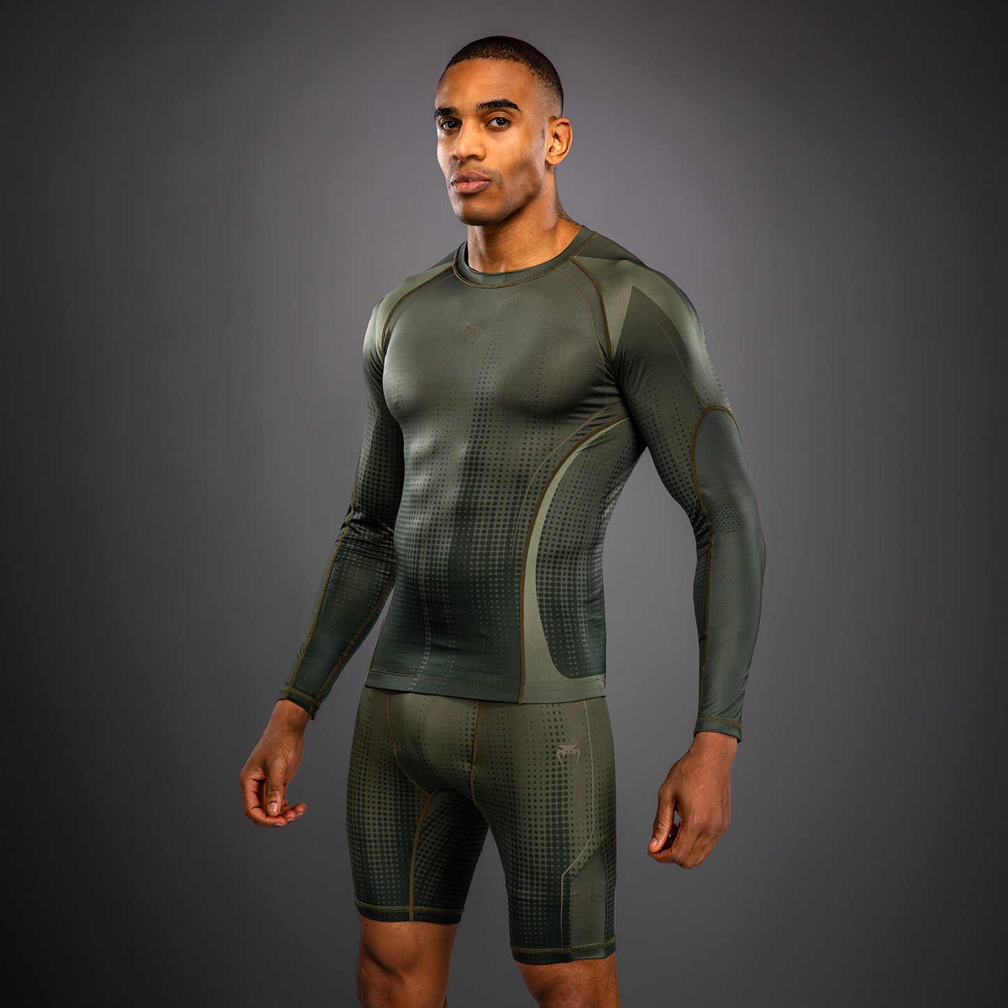 Venum Stealth Long Sleeve Rashguard - Khaki/Dark Green