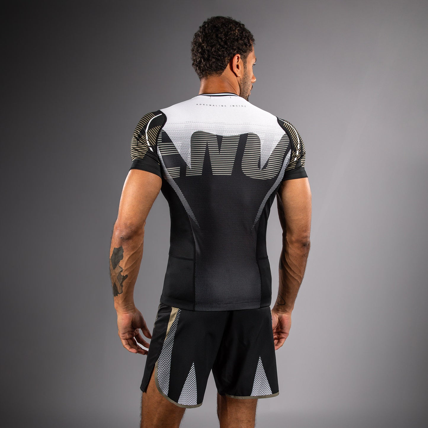 Venum Adrenaline Short Sleeve Rashguard - Black/Sand