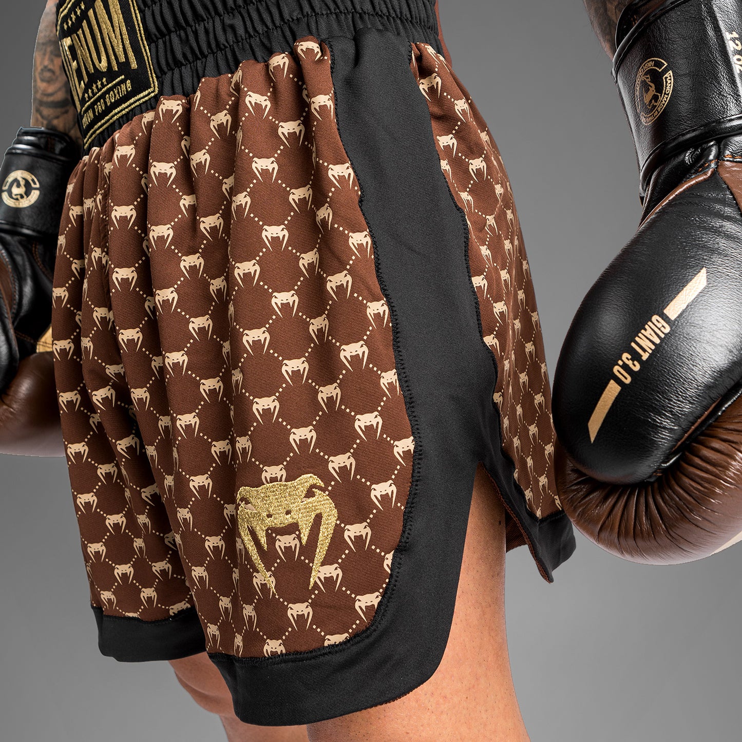 Venum Monogram Boxing Short - Black/Brown