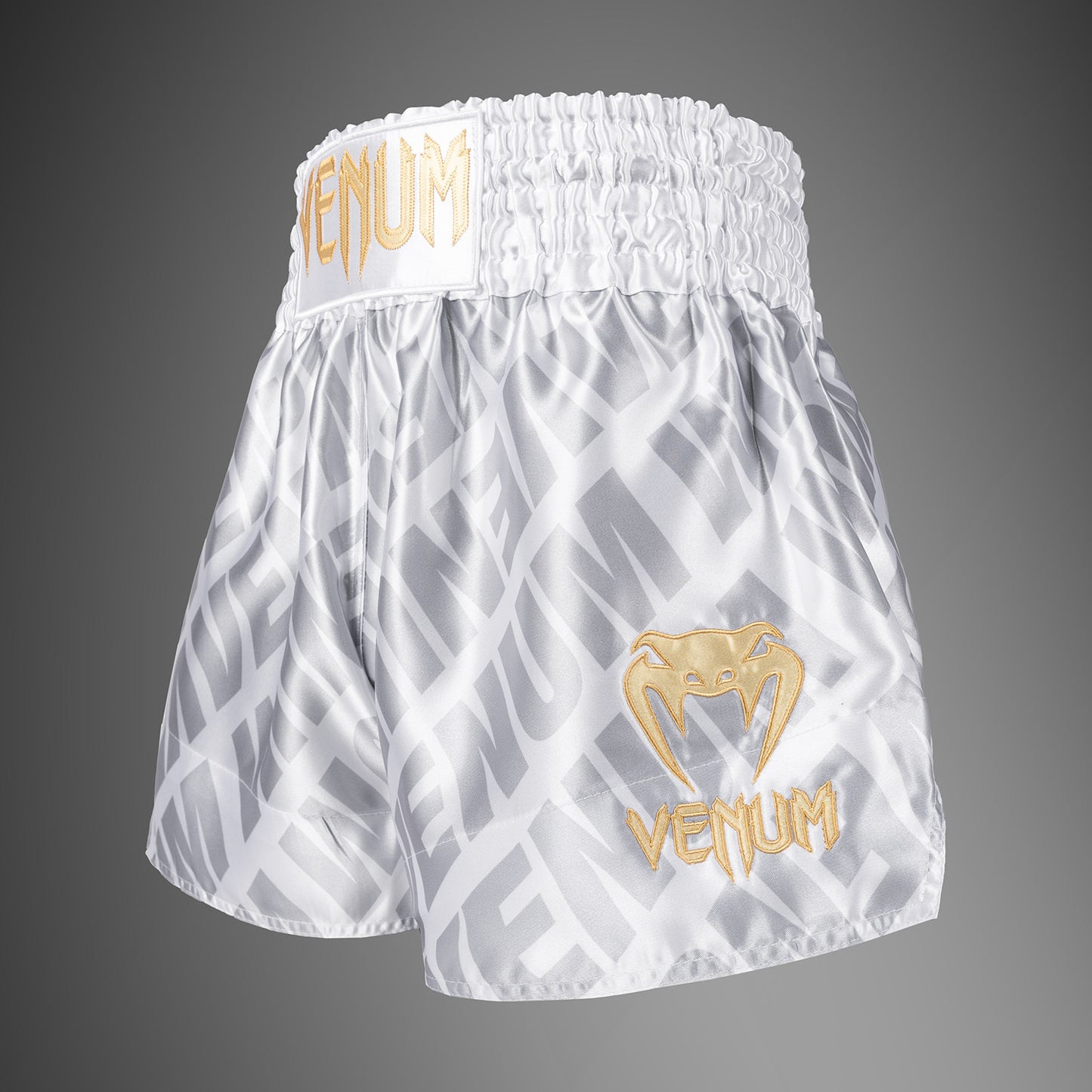 Venum Contender XT Muay Thai Shorts – White/Silver