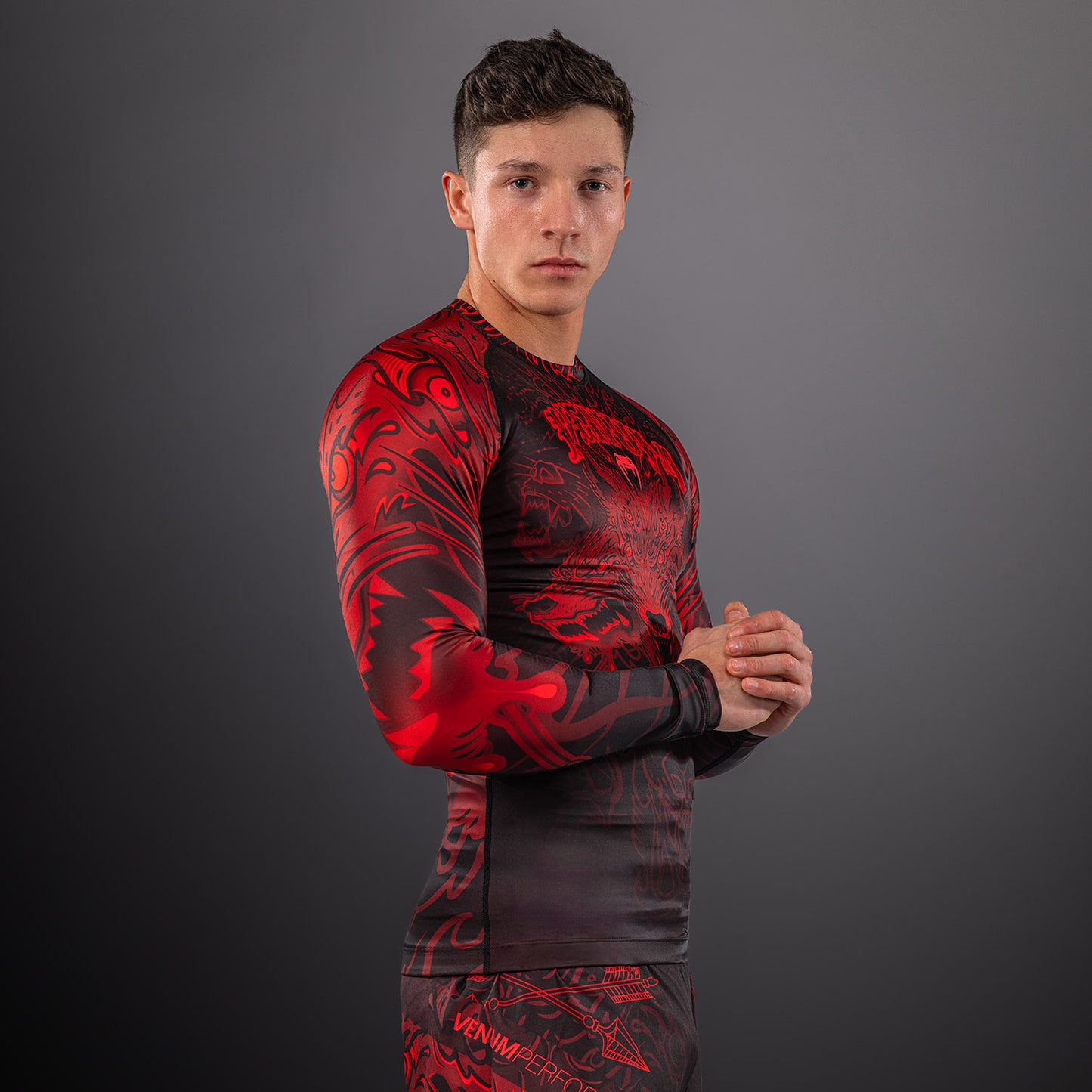 Venum Wolf Atak Long Sleeve Rashguard - Black/Red