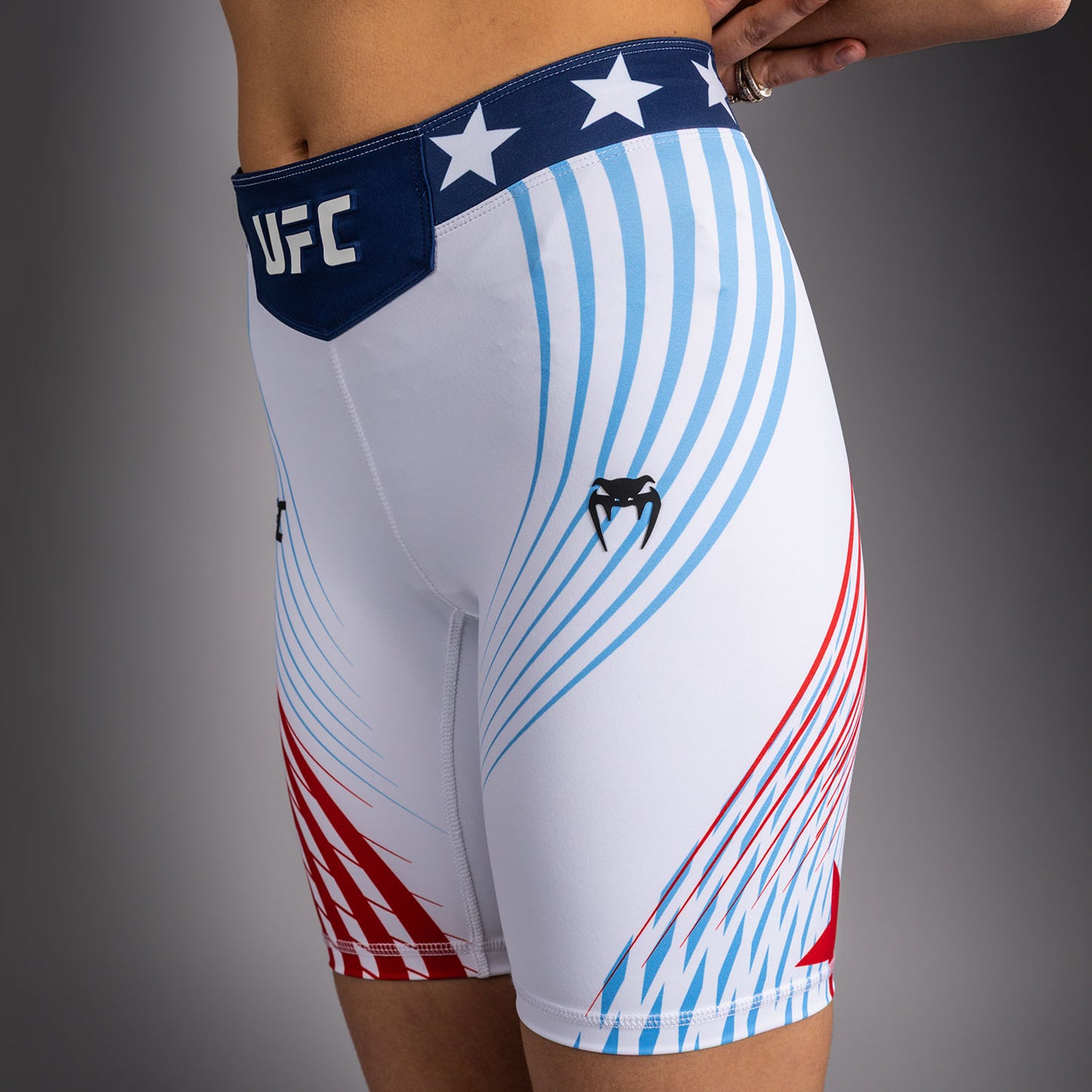 Women's Official UFC Freedom 250 by Venum White Authentic Long Fit Vale Tudo Short