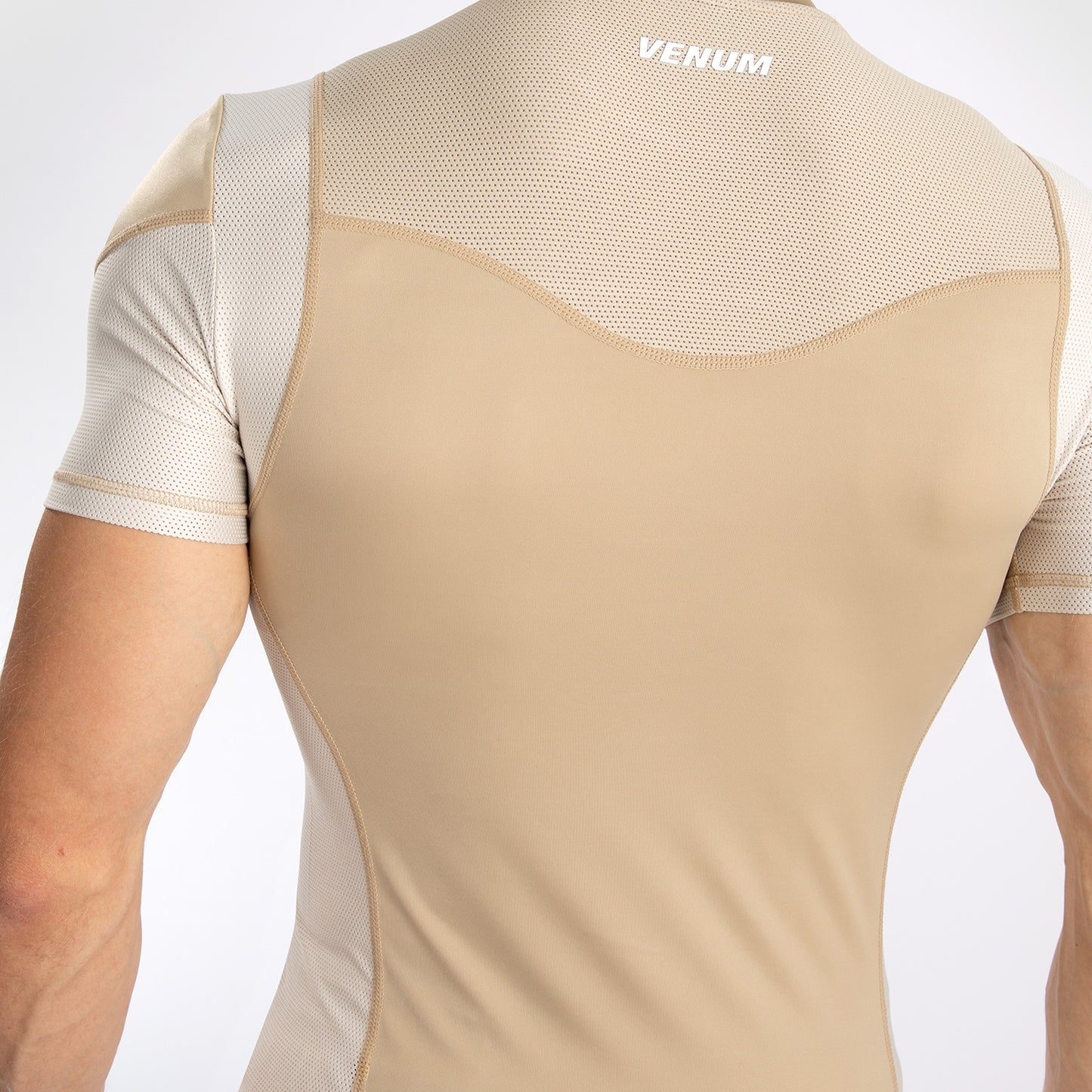 Venum Tempest Men's Short Sleeve Rashguard - Beige/Sand