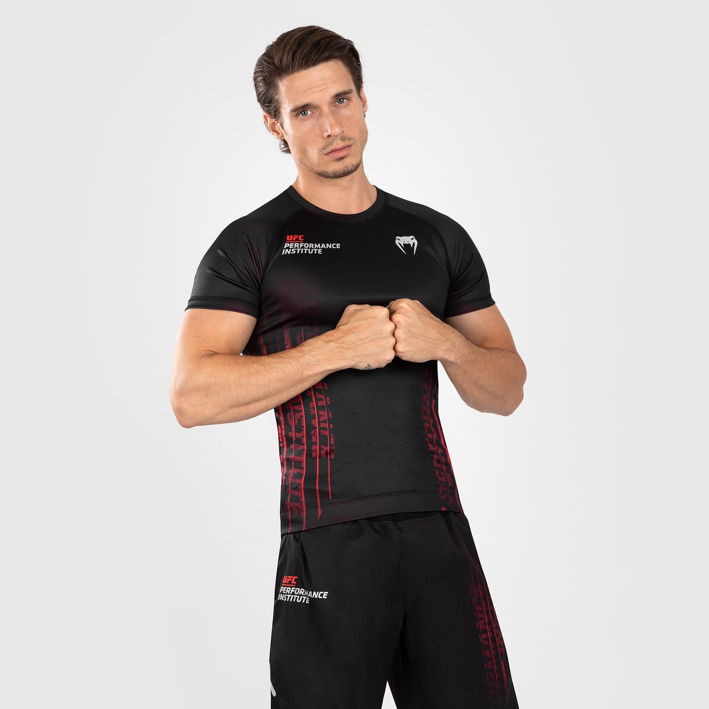 UFC Venum Performance Institute 2.0 Men’s Short-Sleeve Rashguard - Black/Red