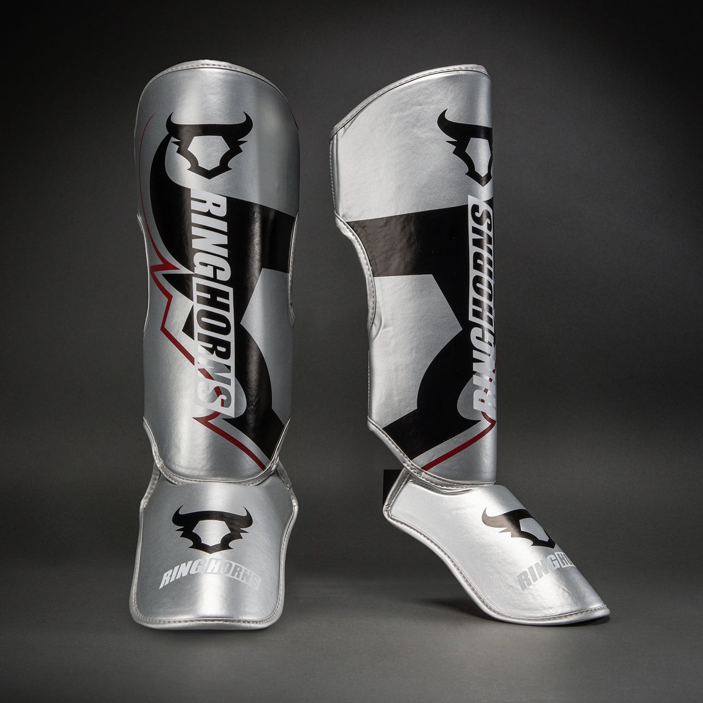 Venum Ringhorns Charger Shin Guards - Silver/Black