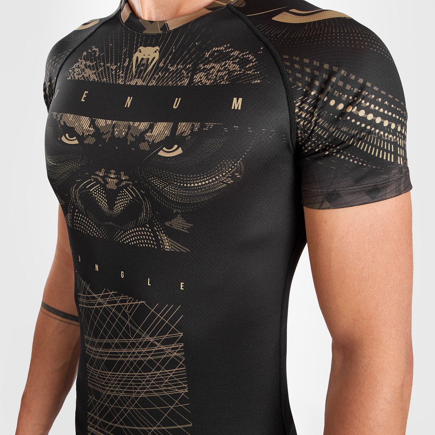 Venum Gorilla Jungle Rashguard Short Sleeves - Black/Sand